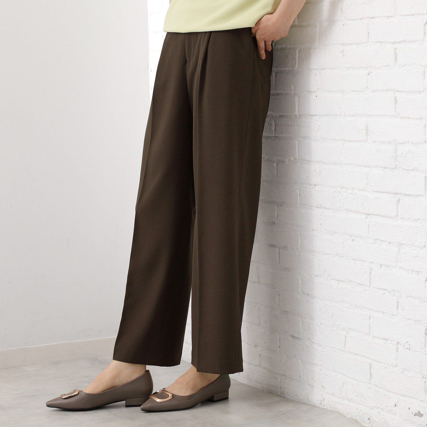 THE SHOP TK「【美脚見え】タックワイドパンツ【セットアップ可】」|その他|ブラウン(043)