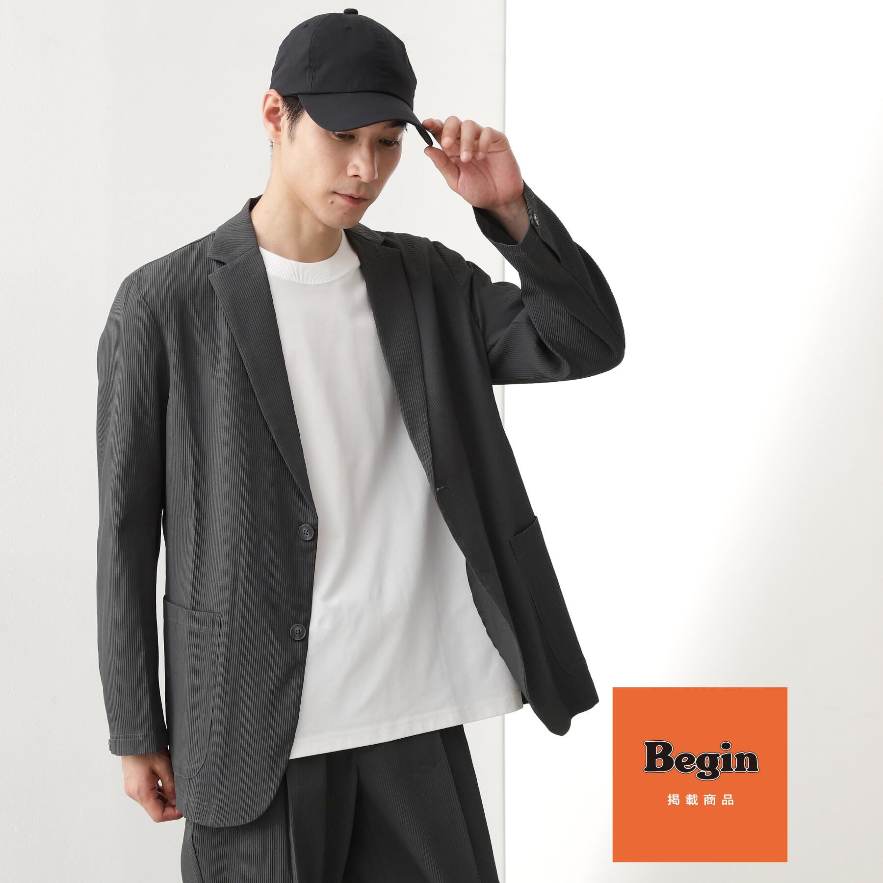 THE SHOP TK「【Begin/ビギン10月号掲載】楊柳スマートジャケット　軽量/洗濯機OK/セットアップ可」|テーラードジャケット|チャコールグレー(0