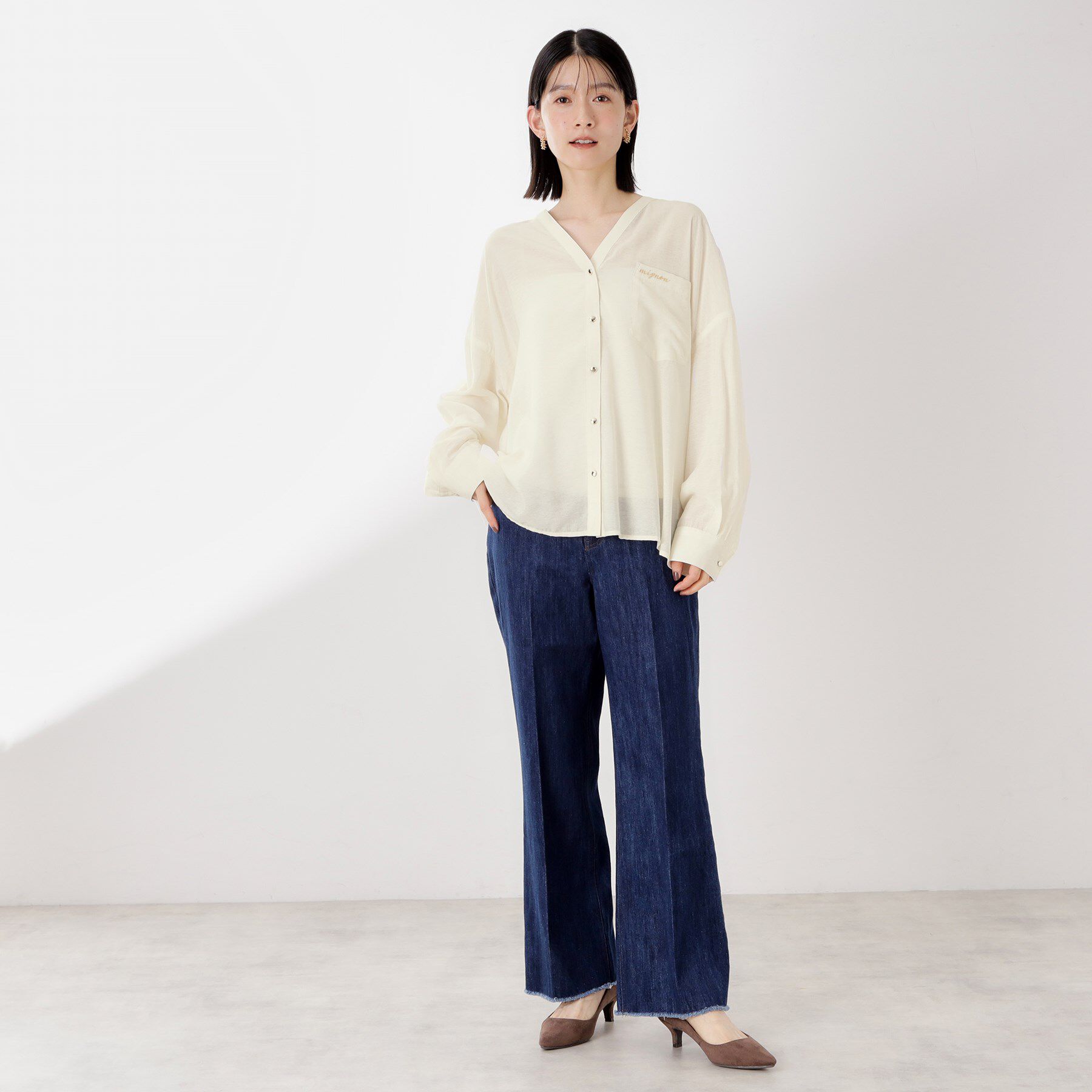 THE SHOP TK「刺繍ポケットオーバーシャツ【体型カバー/洗濯機OK】」|シャツ・ブラウス|