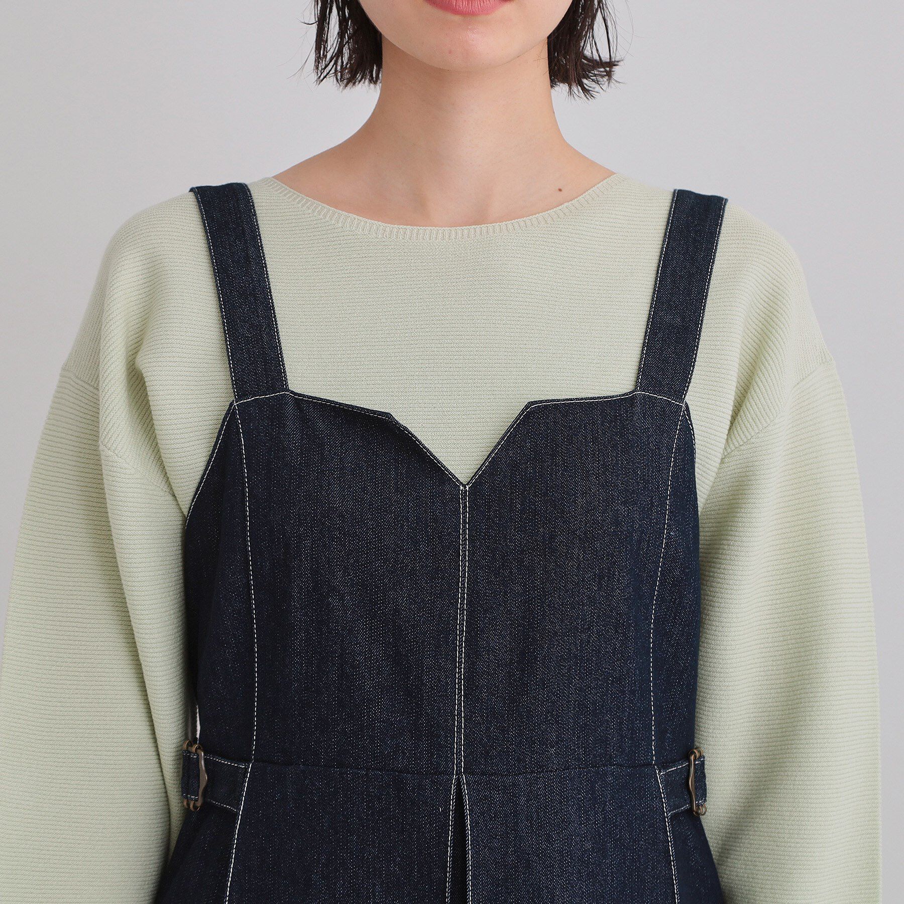 THE SHOP TK「シーズンレスで着られる デニムステッチジャンスカ」|ワンピース|