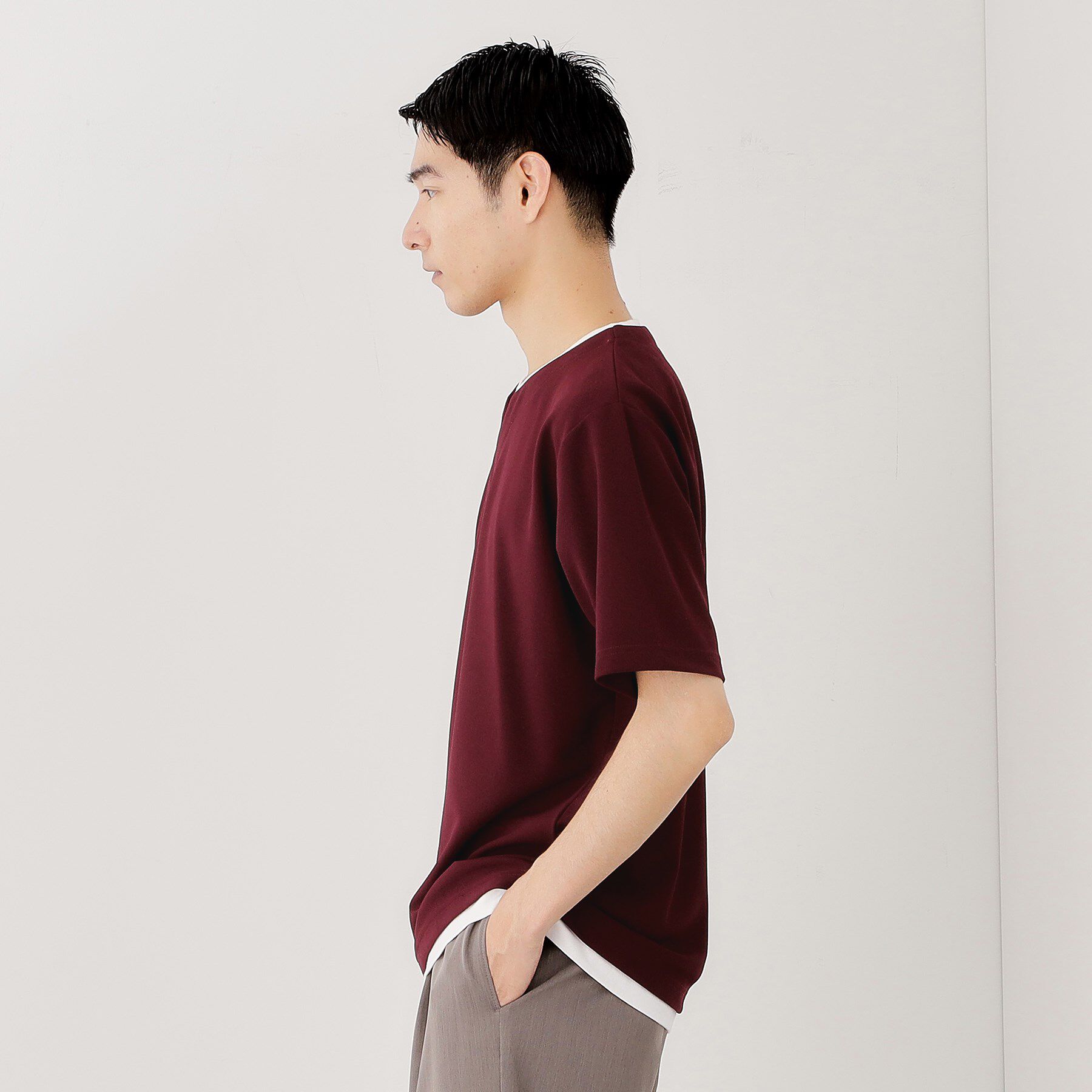 THE SHOP TK「ツイルキーネック半袖Tシャツ」|Tシャツ・カットソー|