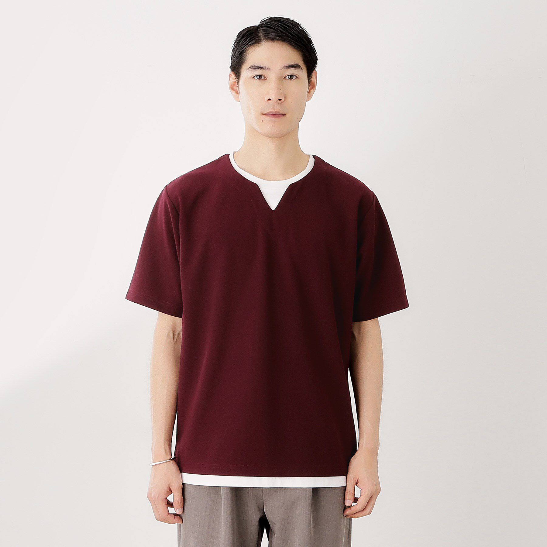 THE SHOP TK「ツイルキーネック半袖Tシャツ」|Tシャツ・カットソー|