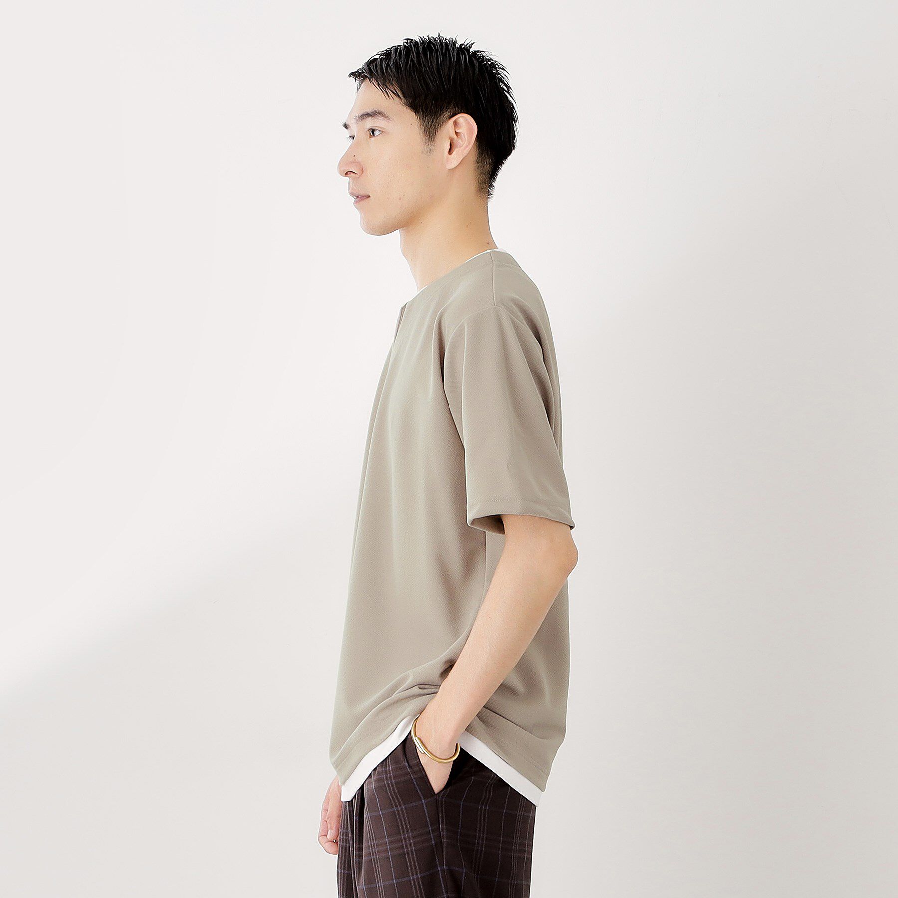 THE SHOP TK「ツイルキーネック半袖Tシャツ」|Tシャツ・カットソー|