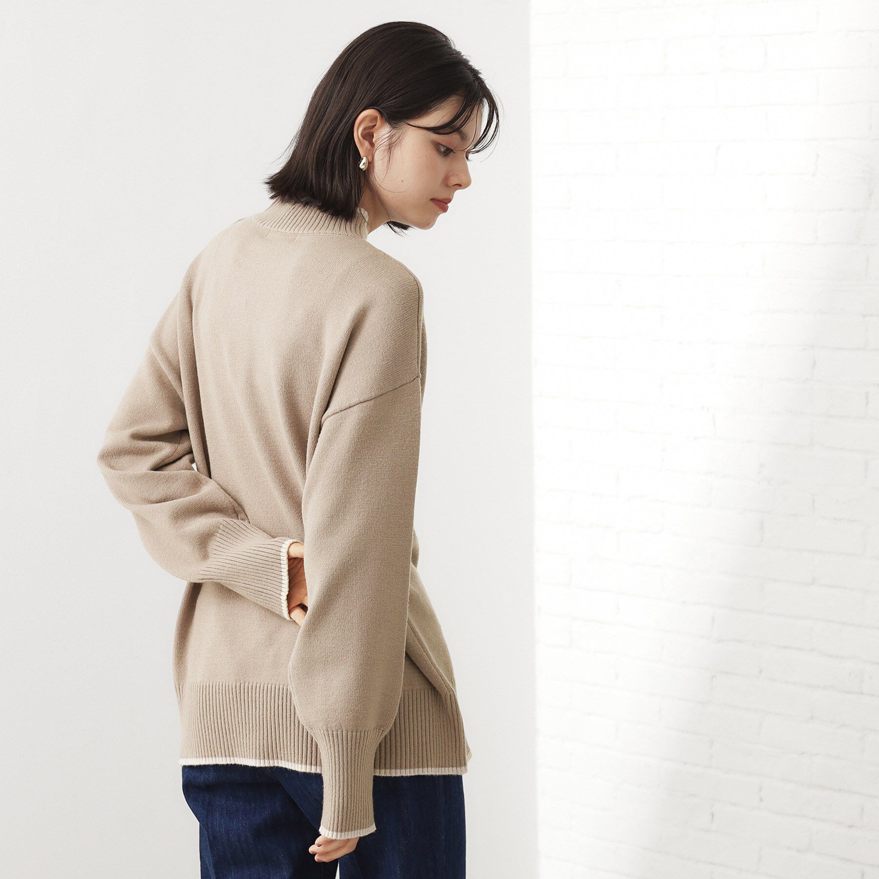 THE SHOP TK「【インしないで着られる】金ボタン ハイネックニット/毛玉になりにくい/静電気防止/洗濯機OK」|ニット・セーター|