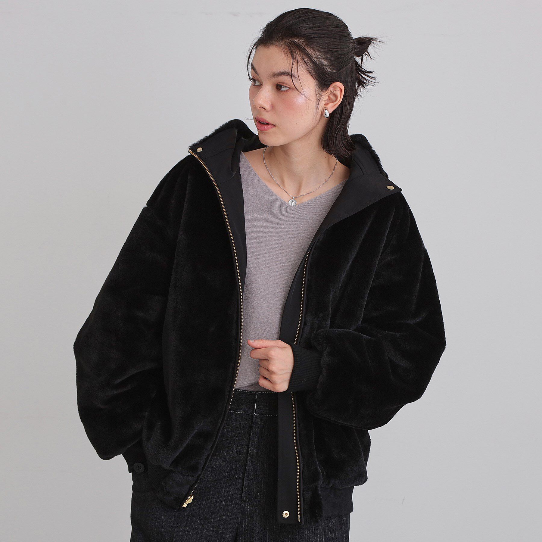 THE SHOP TK「【2WAY/洗える】リバーシブル フェイクファーブルゾン」|ブルゾン・スタジャン|