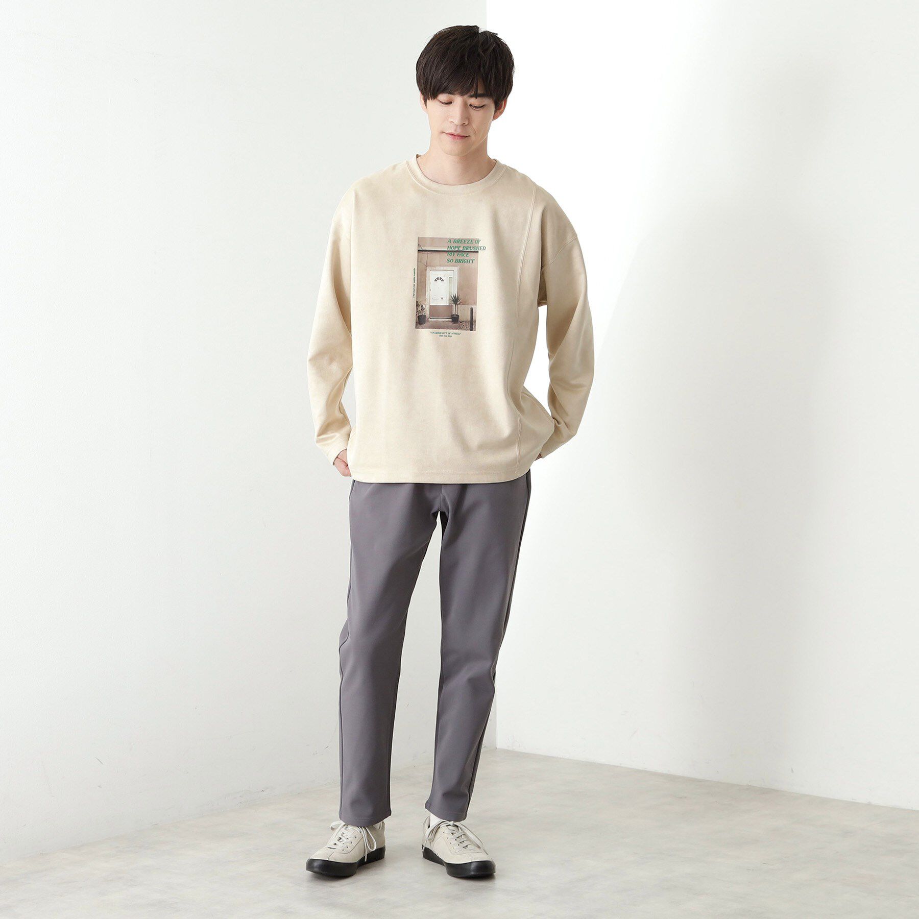 THE SHOP TK「スエード フォトプリントスウェット 【洗濯機OK】」|Tシャツ・カットソー|