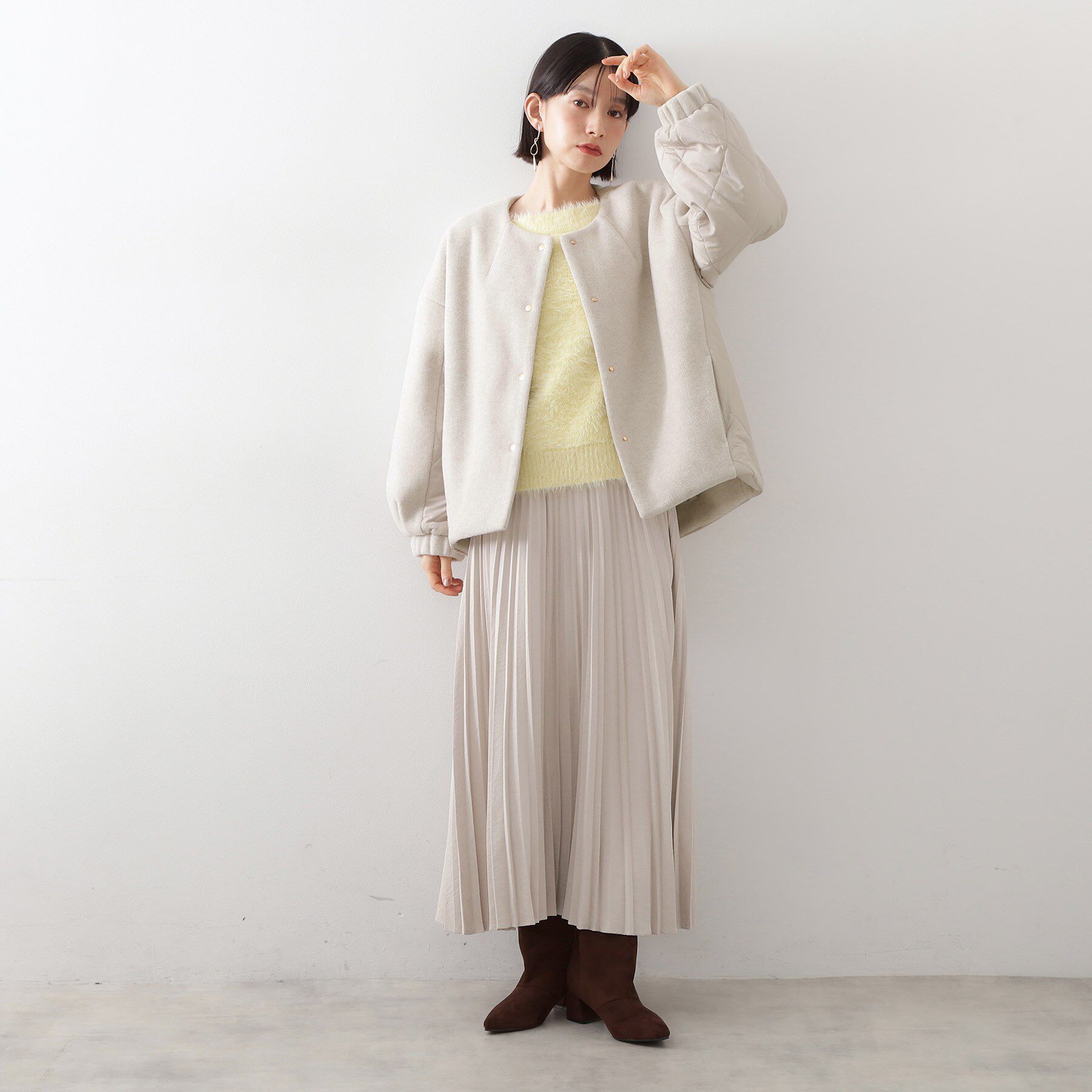 THE SHOP TK「前後で印象が変わる ドッキングノーカラージャケット」|ノーカラージャケット|