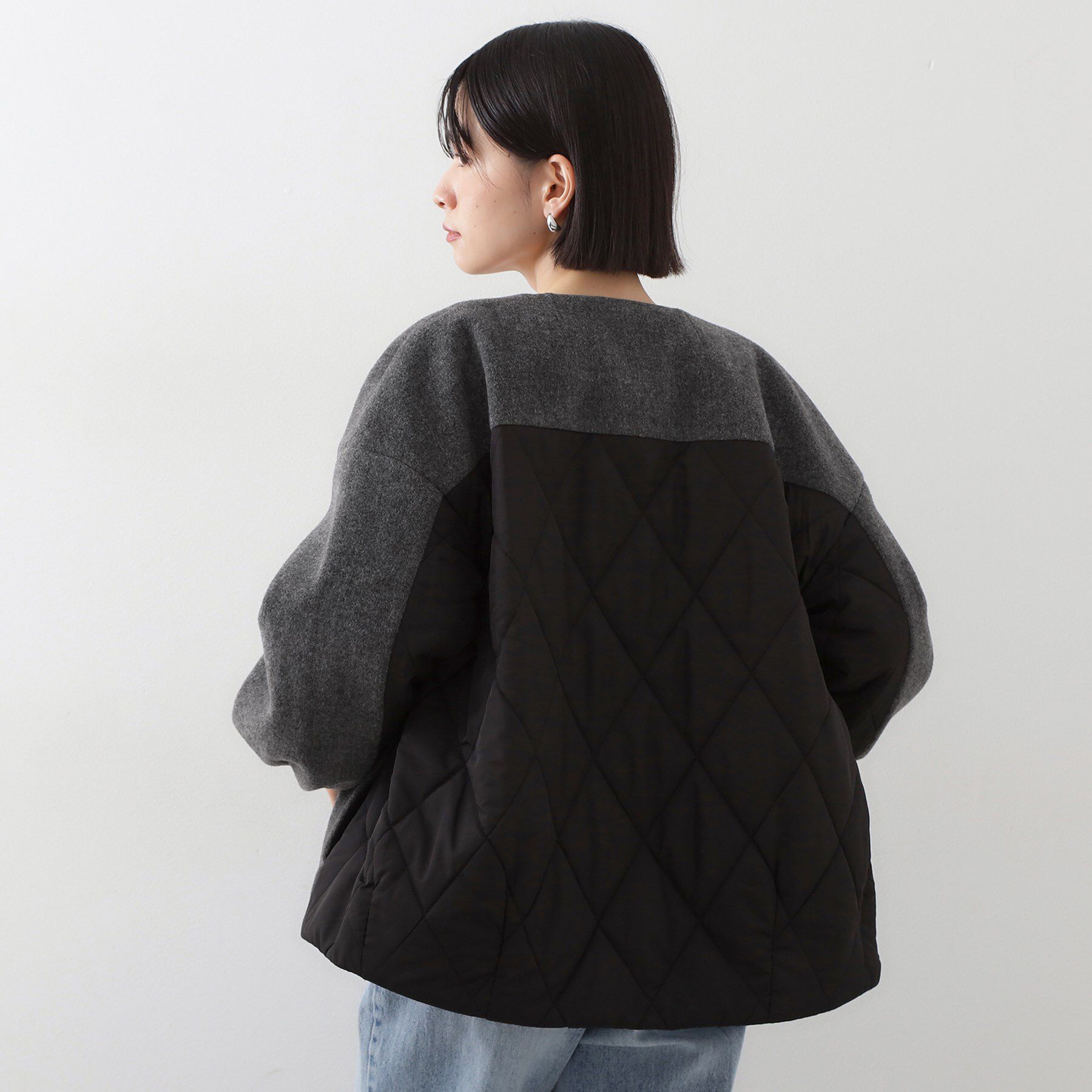 THE SHOP TK「前後で印象が変わる ドッキングノーカラージャケット」|ノーカラージャケット|