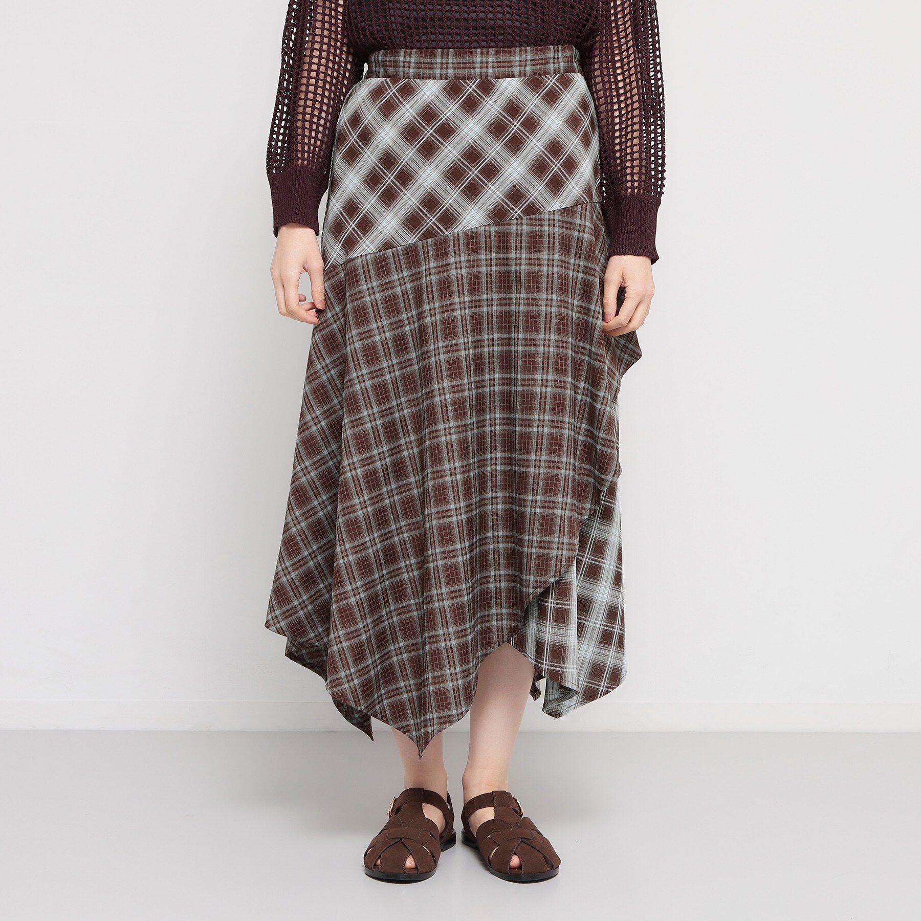 THE SHOP TK「チェック柄アシンメトリースカート」|スカート|