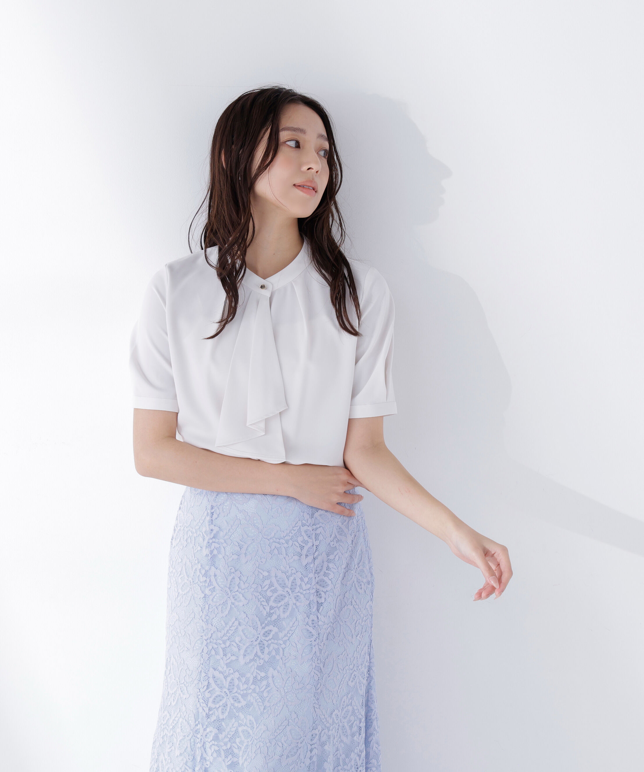  「ラッフルボウタイブラウス半袖」|シャツ・ブラウス|