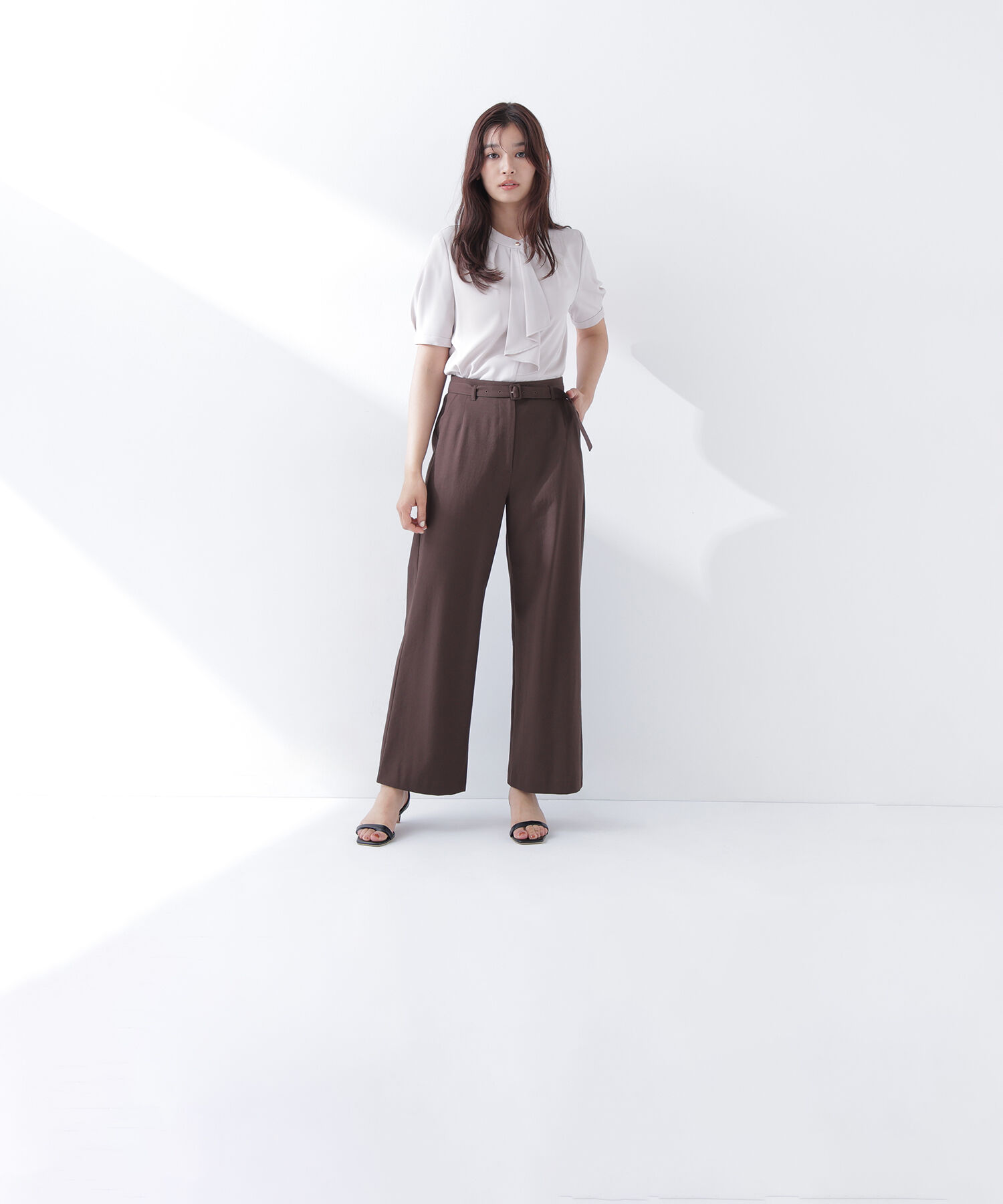  「ラッフルボウタイブラウス半袖」|シャツ・ブラウス|