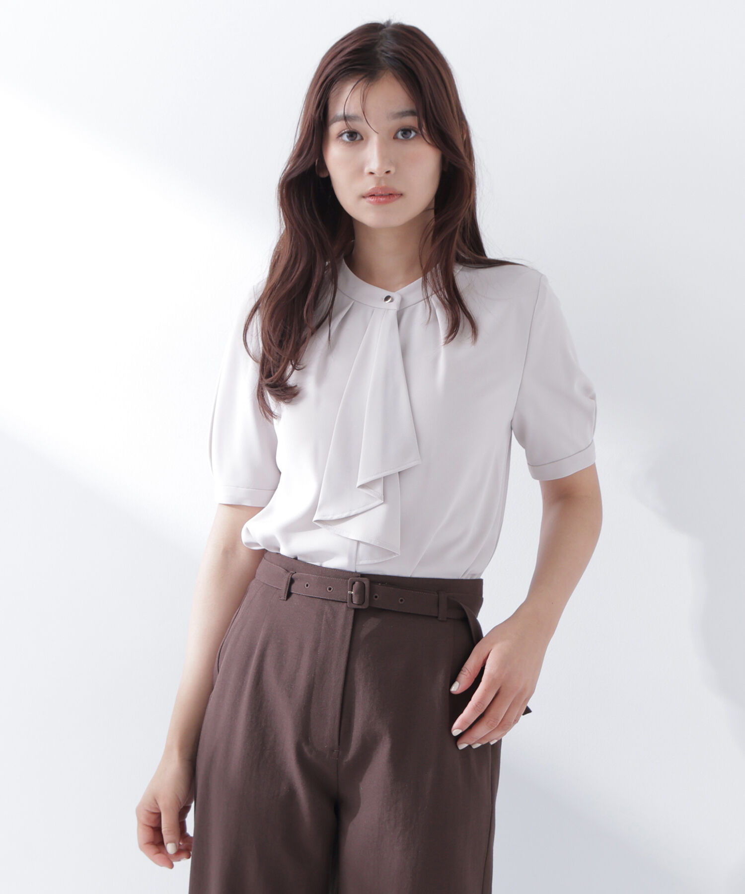  「ラッフルボウタイブラウス半袖」|シャツ・ブラウス|