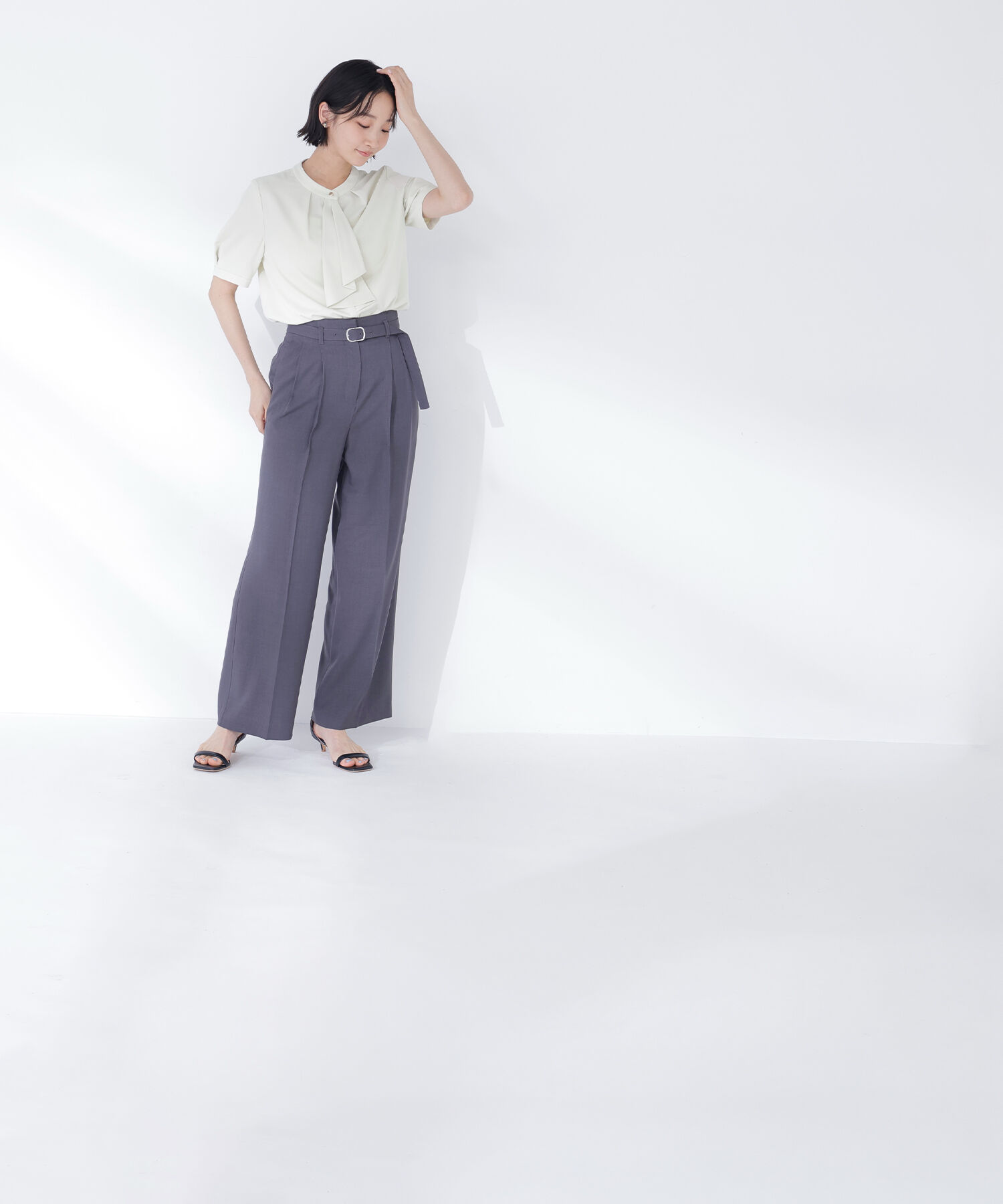  「ラッフルボウタイブラウス半袖」|シャツ・ブラウス|