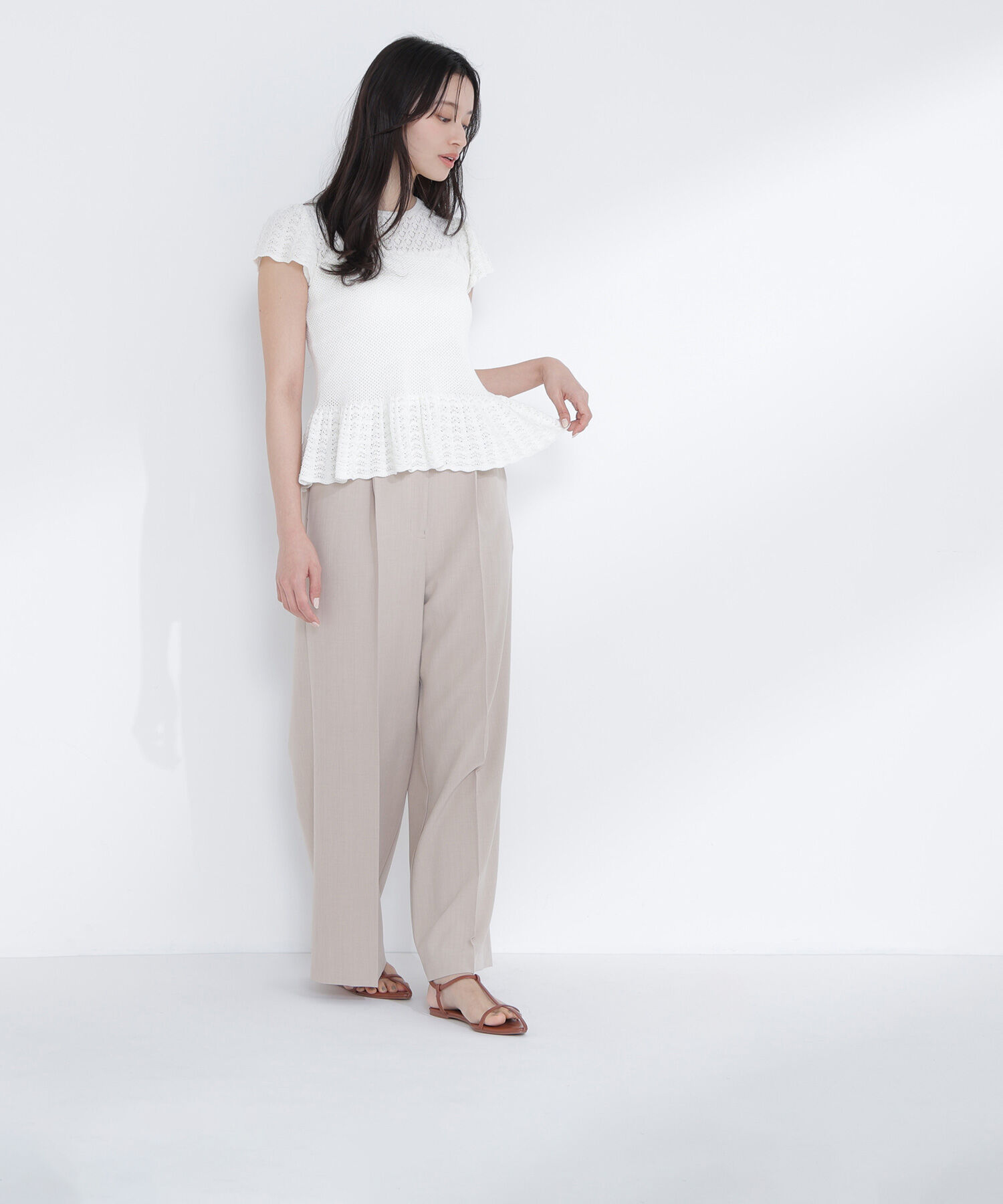  「透かし編みフリルニット」|ニット・セーター|