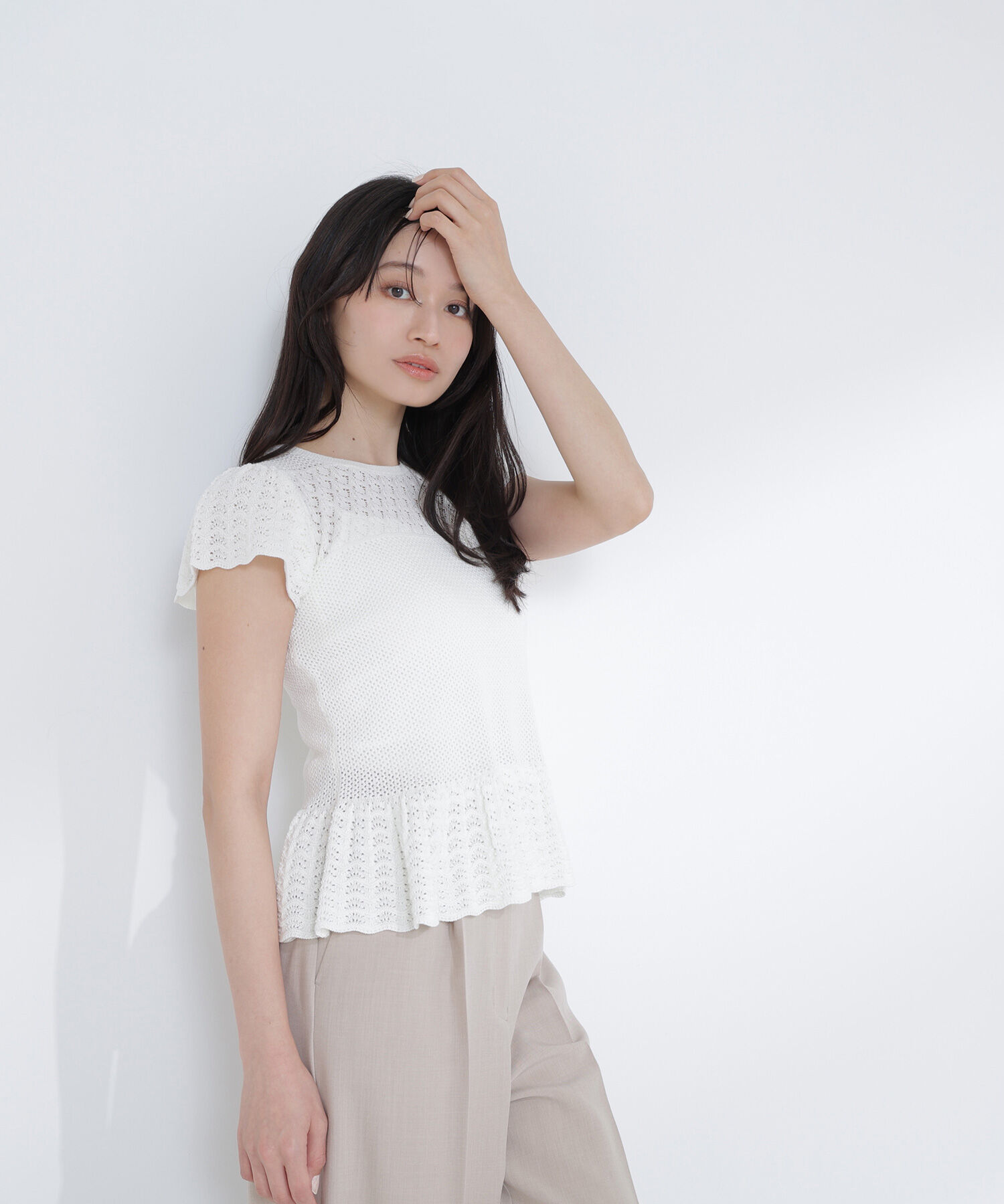  「透かし編みフリルニット」|ニット・セーター|