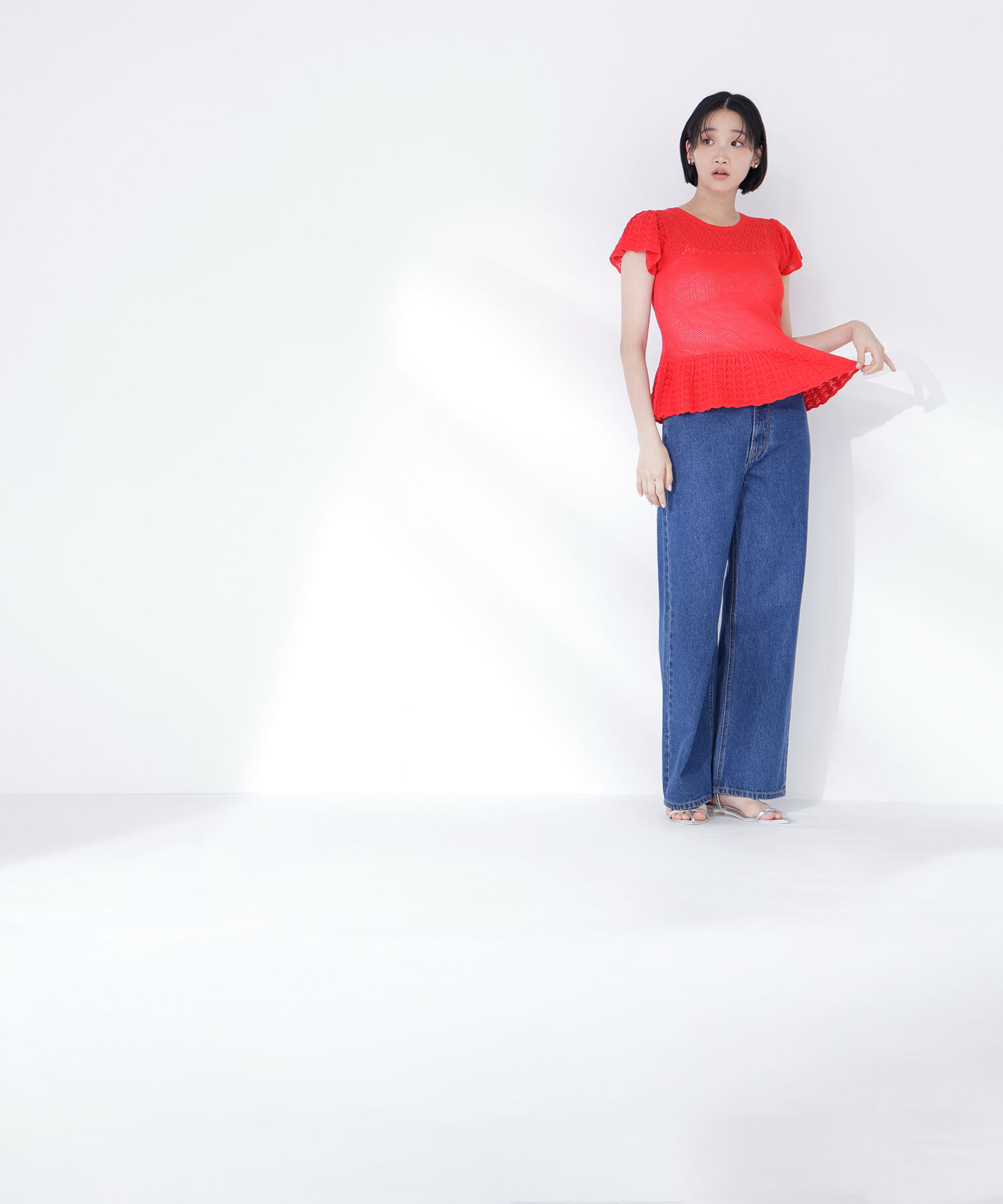  「透かし編みフリルニット」|ニット・セーター|