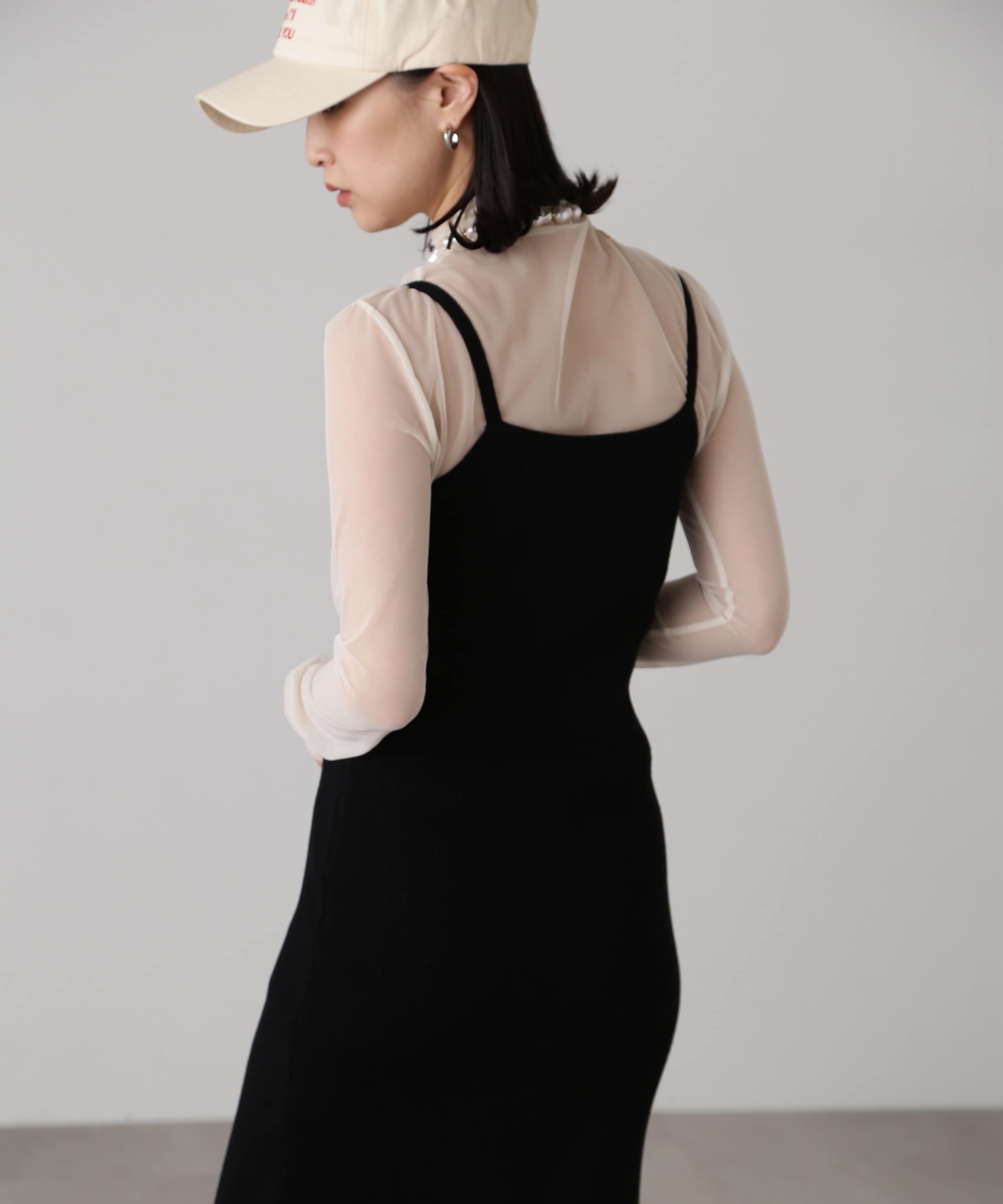  「［セットアップ対応］Iラインリブニットワンピース」|ワンピース|