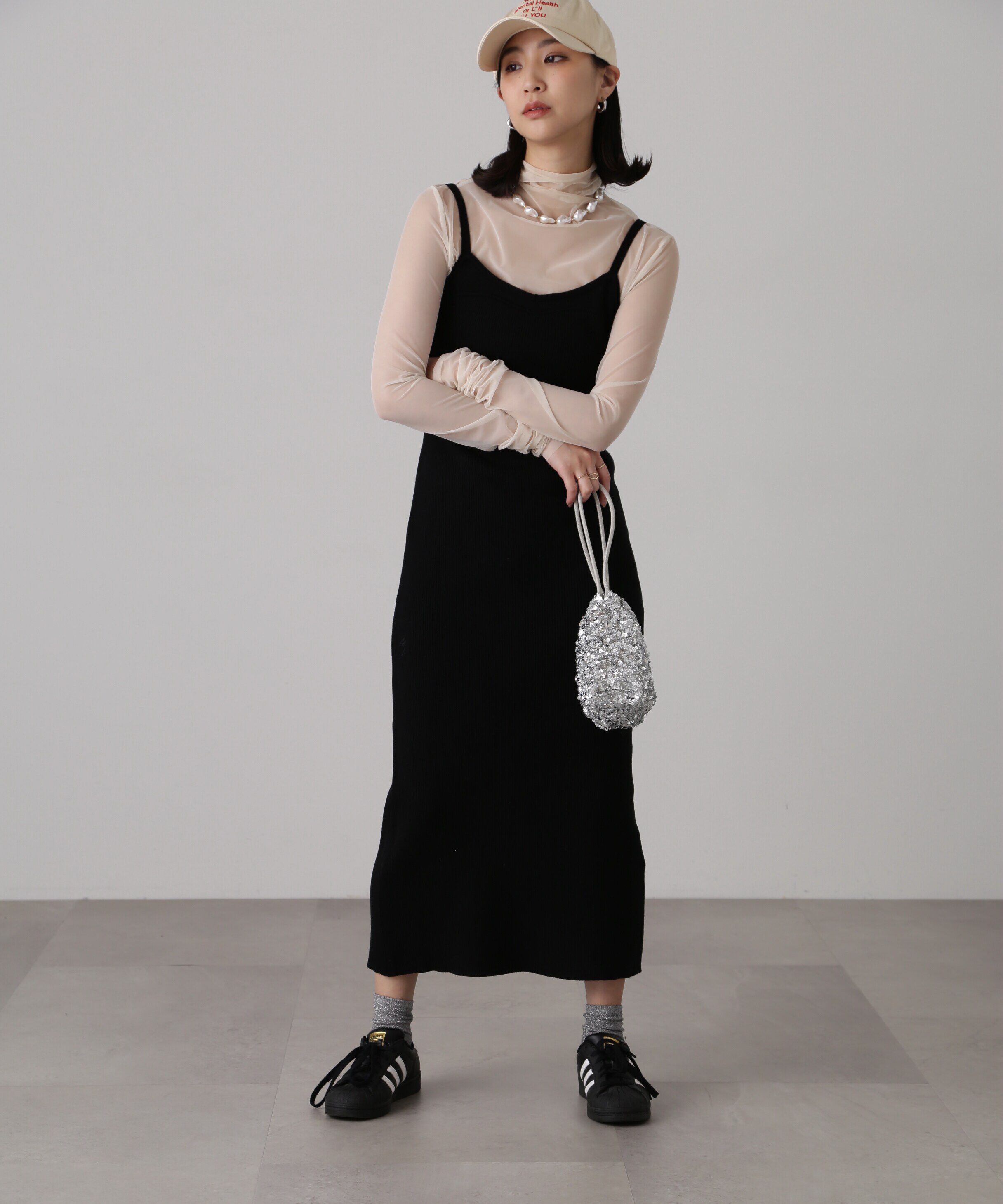  「［セットアップ対応］Iラインリブニットワンピース」|ワンピース|