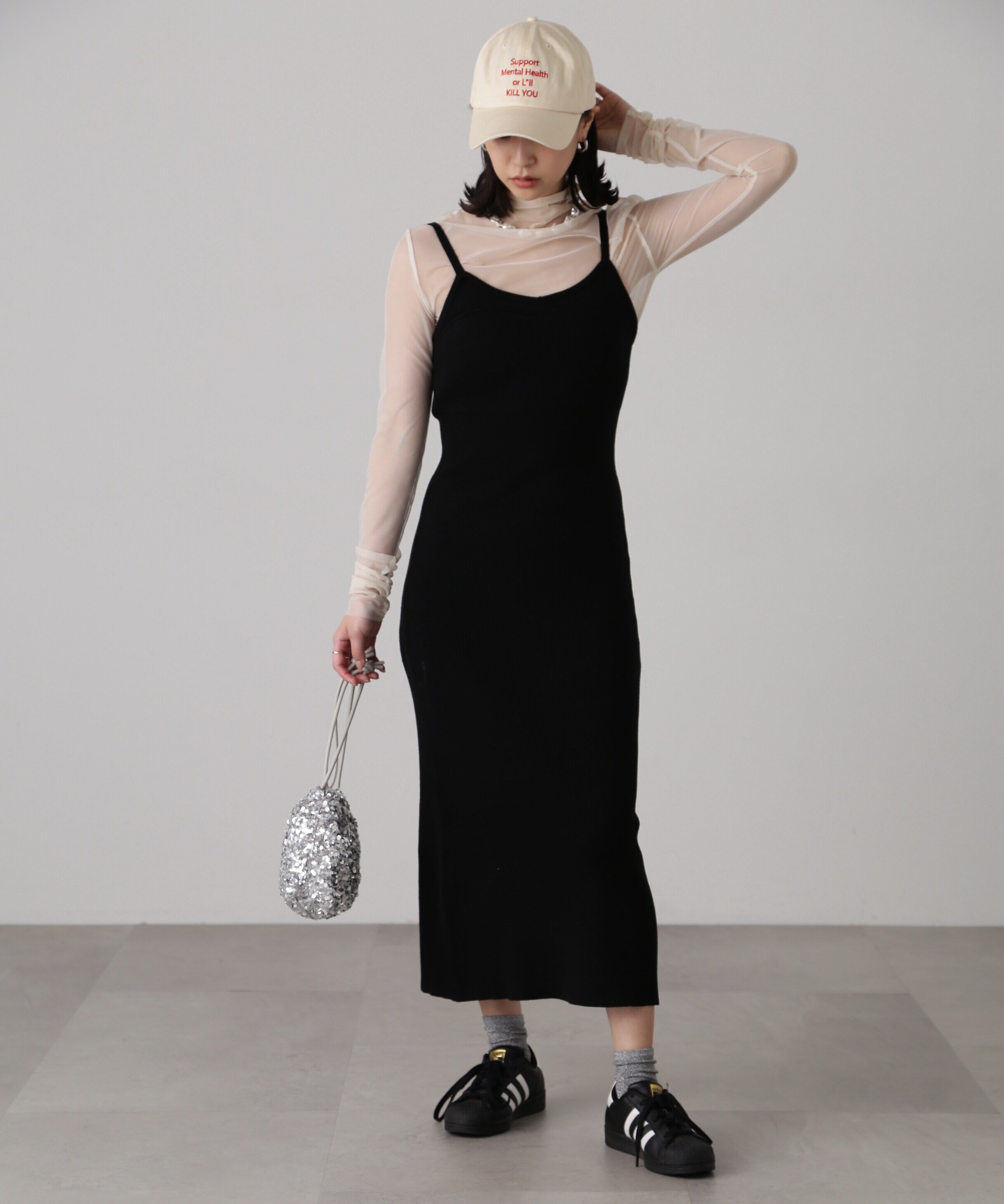  「［セットアップ対応］Iラインリブニットワンピース」|ワンピース|