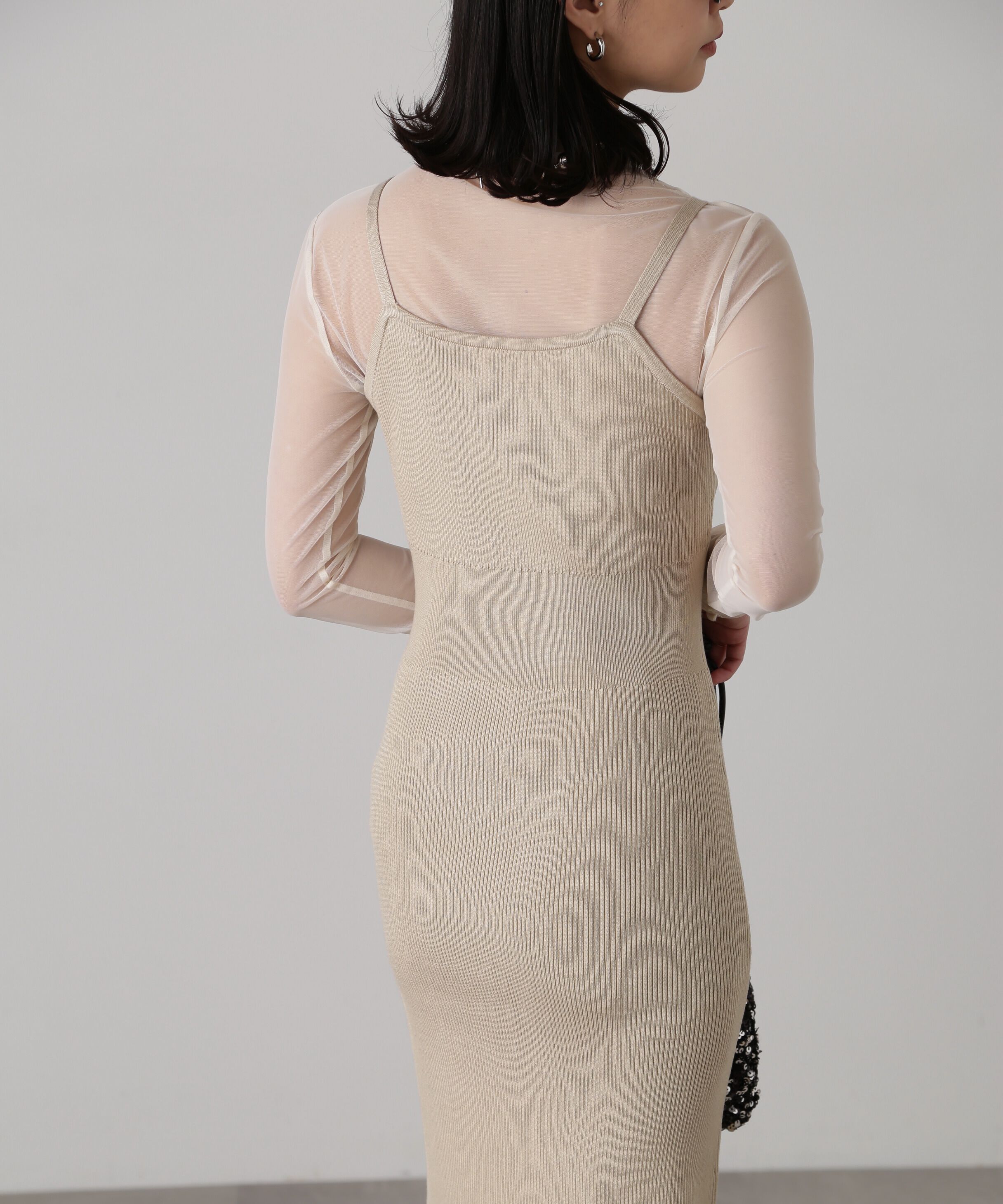  「［セットアップ対応］Iラインリブニットワンピース」|ワンピース|