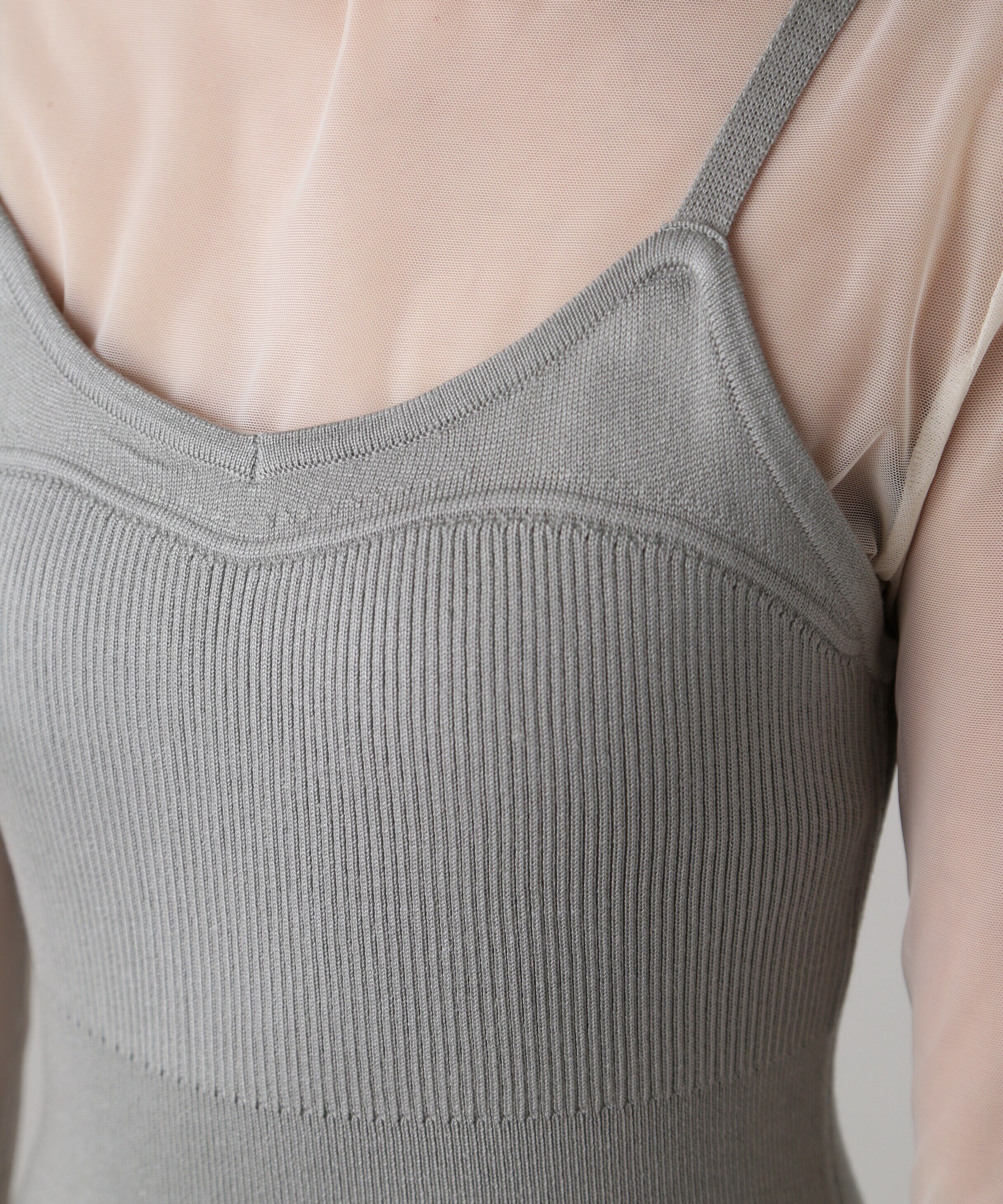  「［セットアップ対応］Iラインリブニットワンピース」|ワンピース|