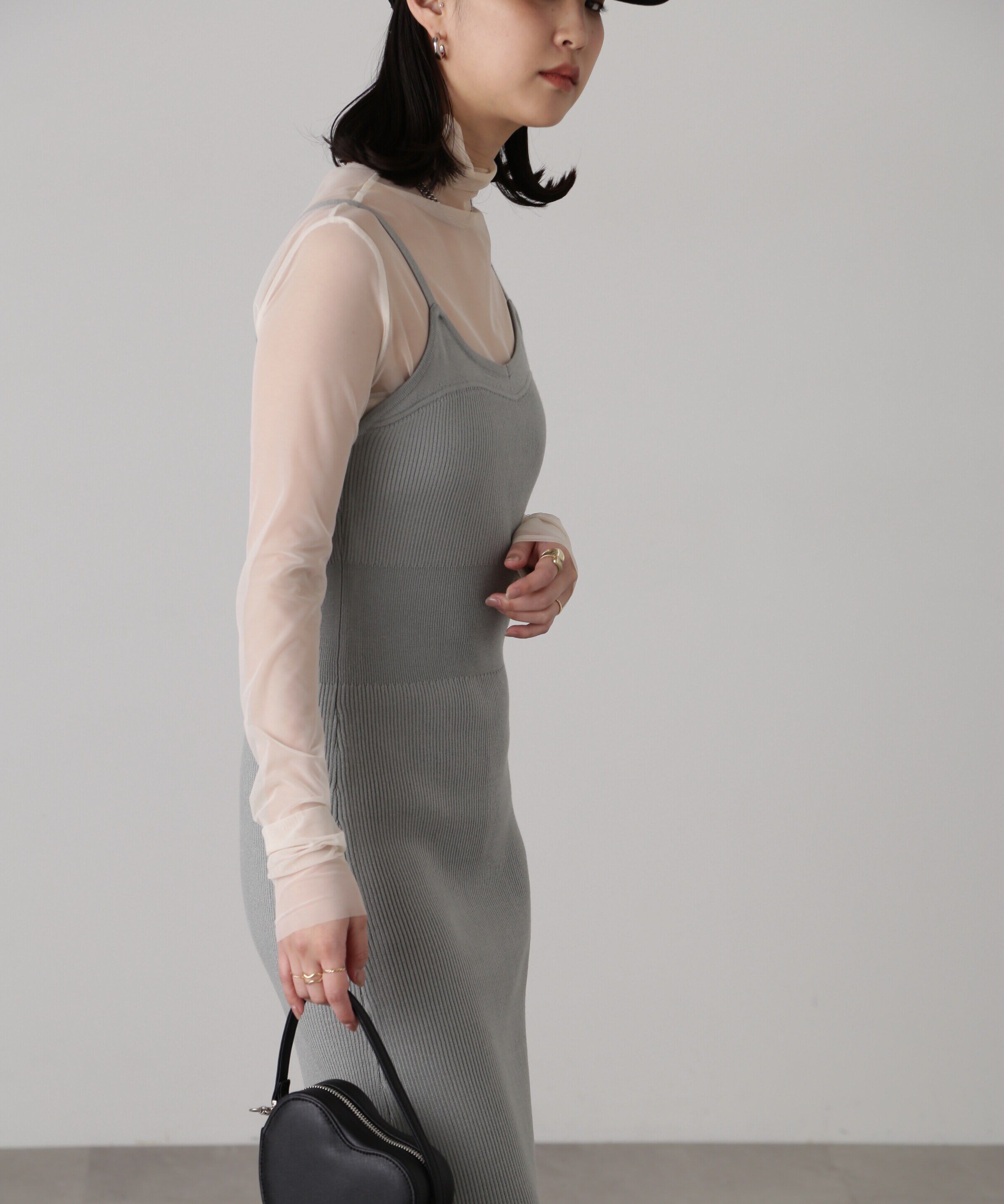  「［セットアップ対応］Iラインリブニットワンピース」|ワンピース|