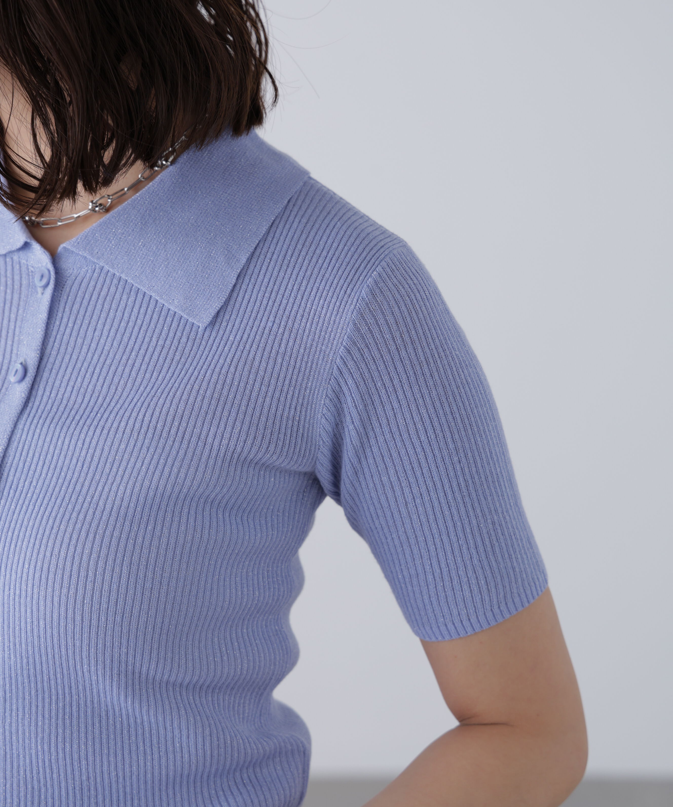  「衿付きラメニットカーディガン」|ニット・セーター|