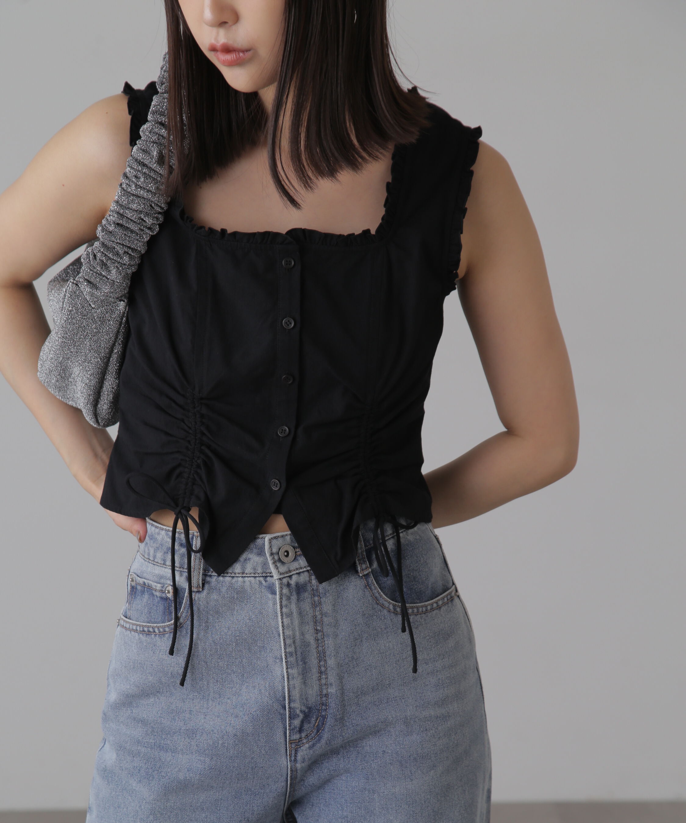  「ドロストノースリーブブラウス」|シャツ・ブラウス|