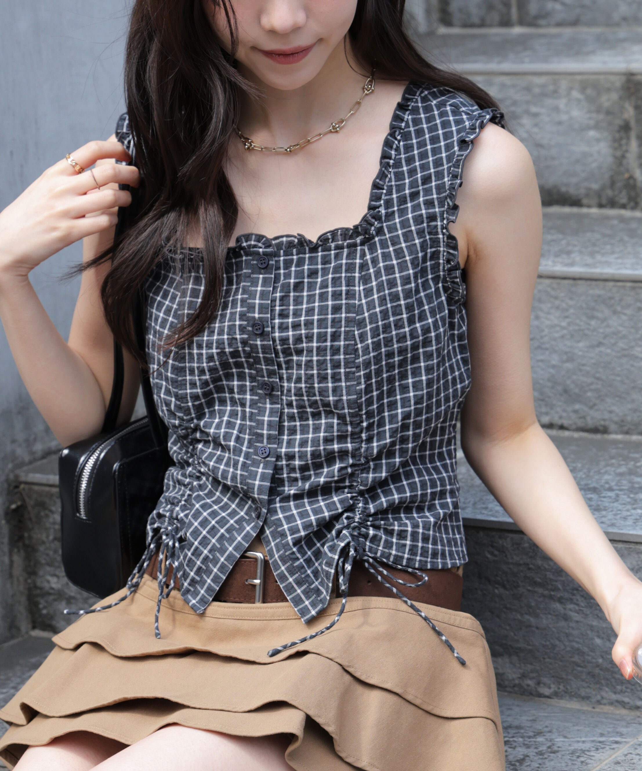  「ドロストノースリーブブラウス」|シャツ・ブラウス|