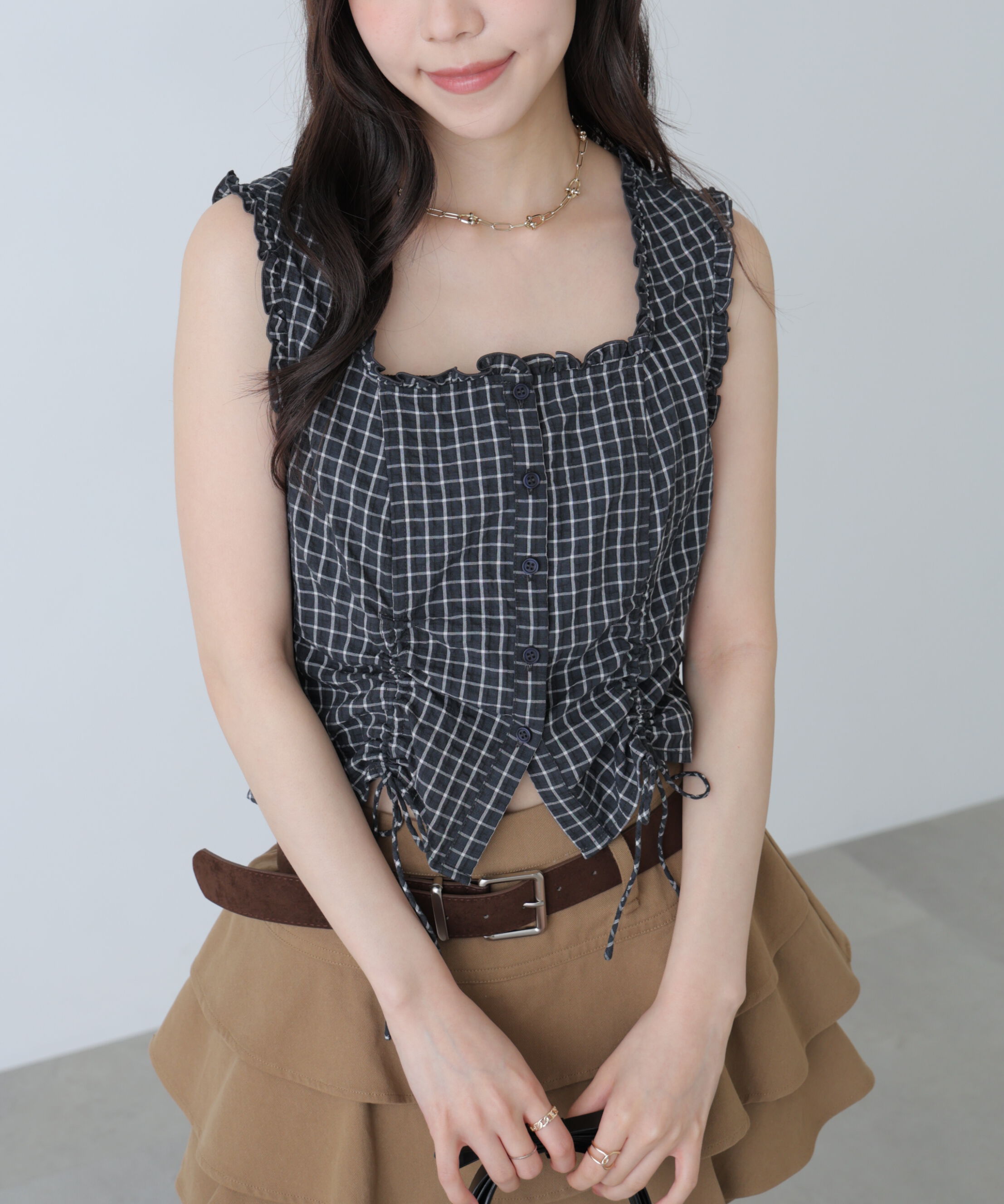  「ドロストノースリーブブラウス」|シャツ・ブラウス|