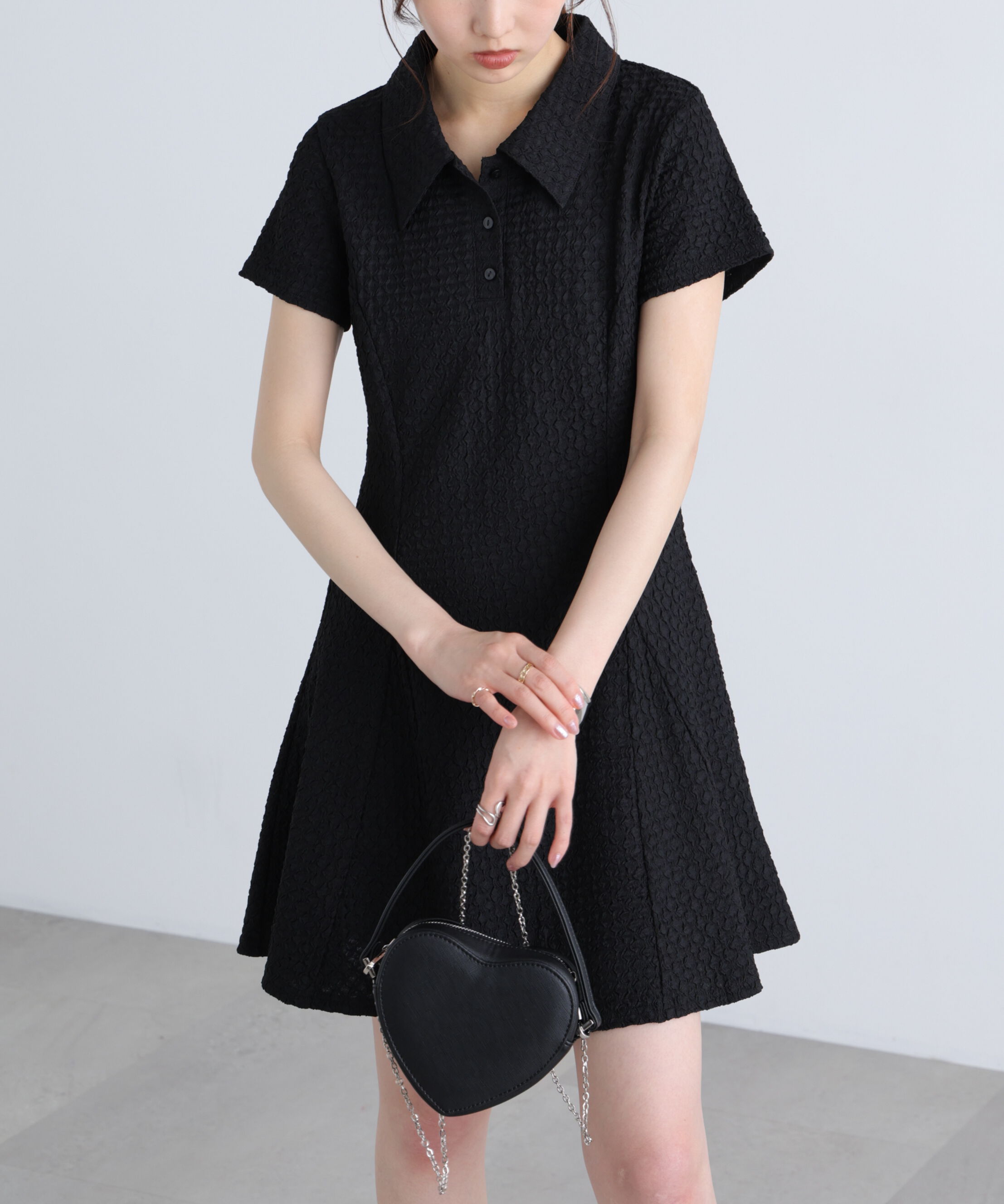  「パネルフレアカットソーミニワンピース」|ワンピース|