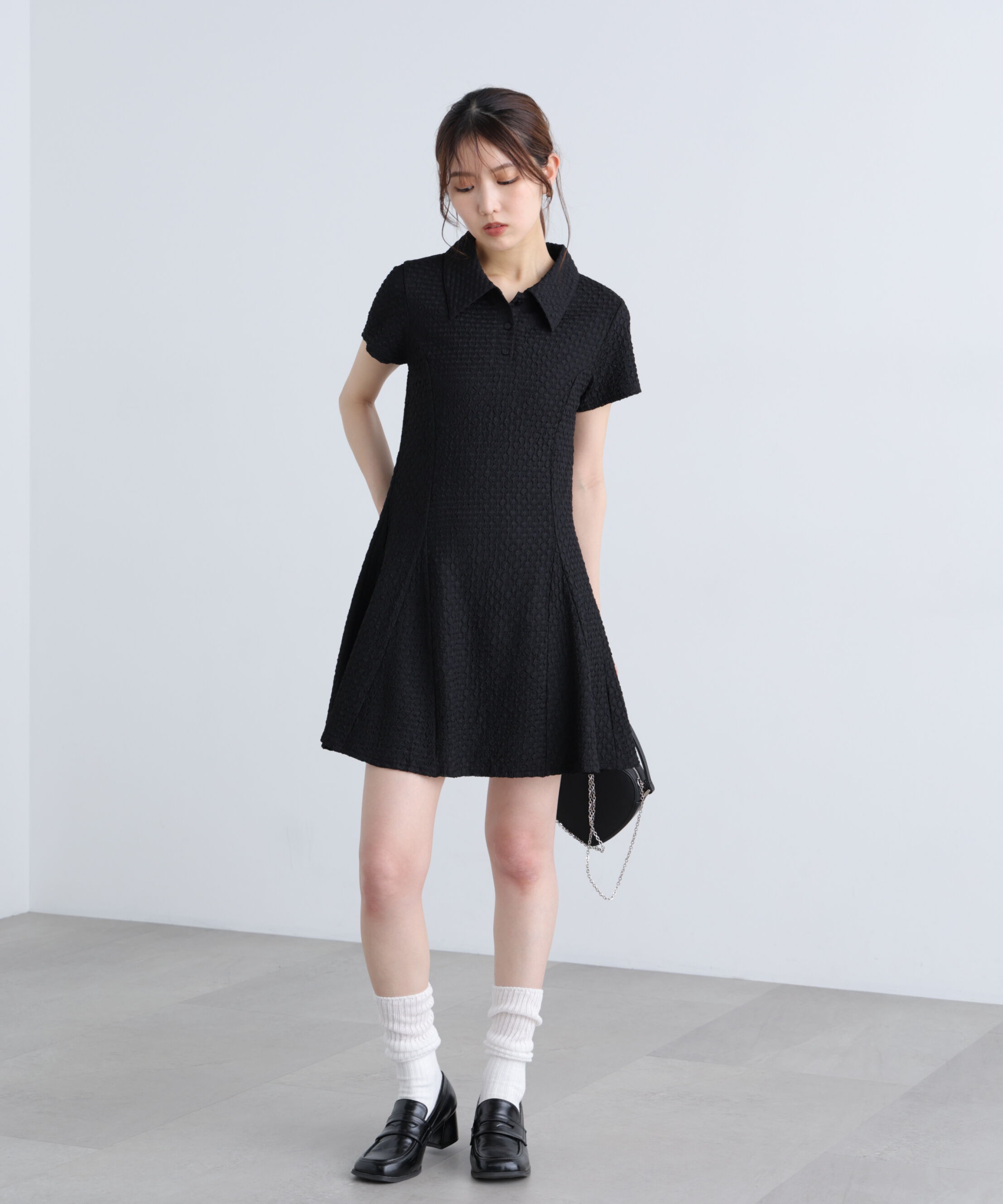  「パネルフレアカットソーミニワンピース」|ワンピース|