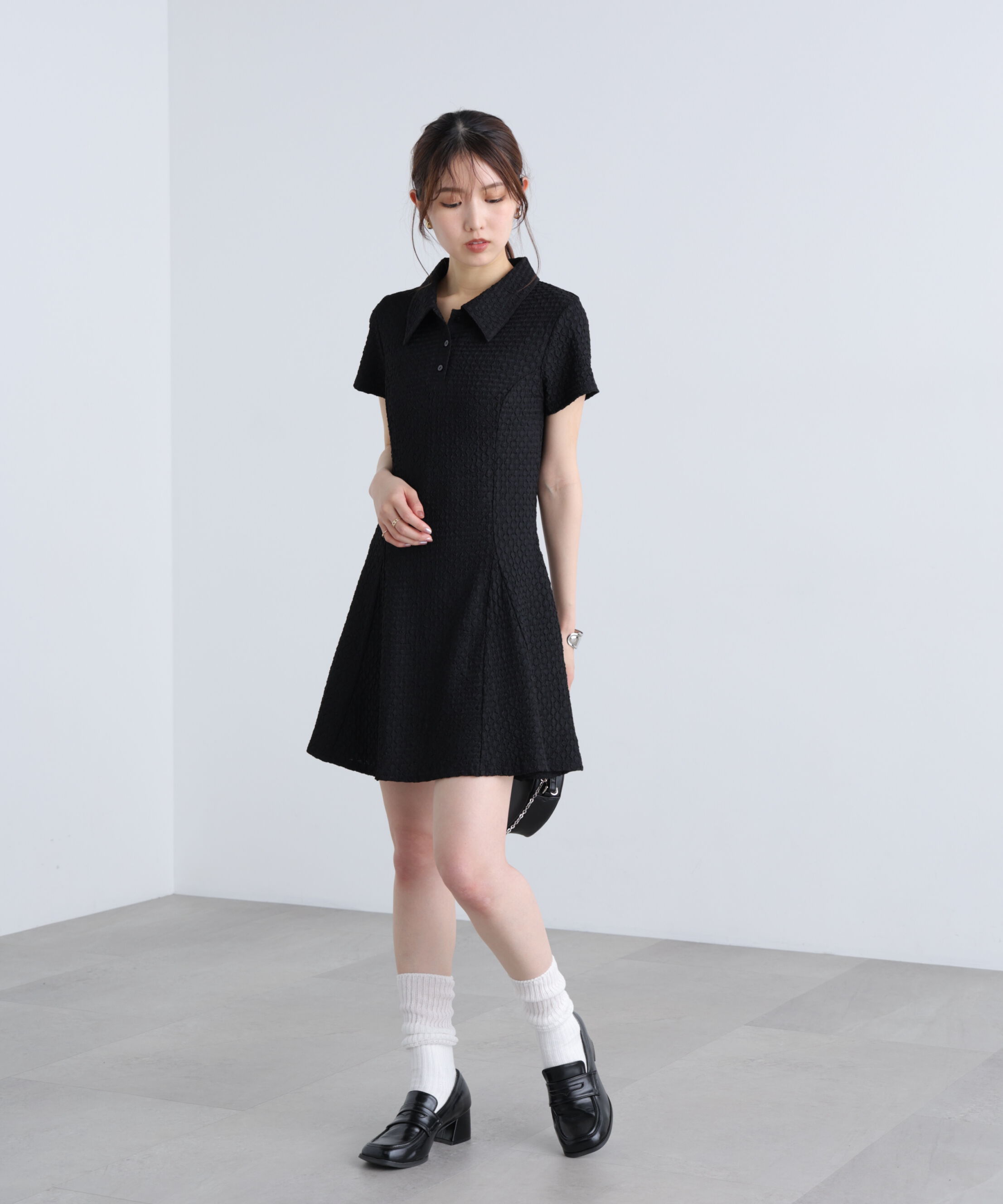  「パネルフレアカットソーミニワンピース」|ワンピース|