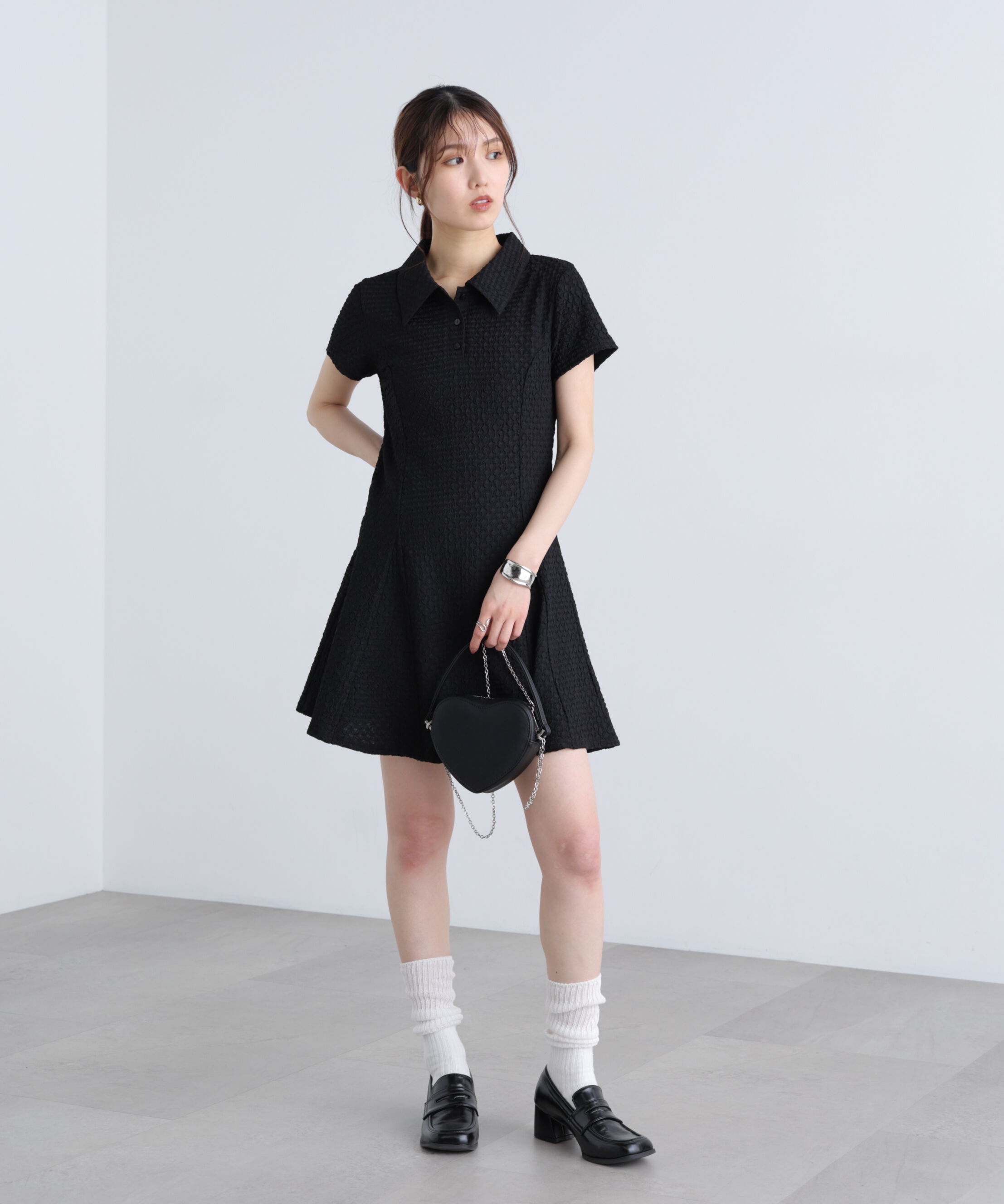  「パネルフレアカットソーミニワンピース」|ワンピース|