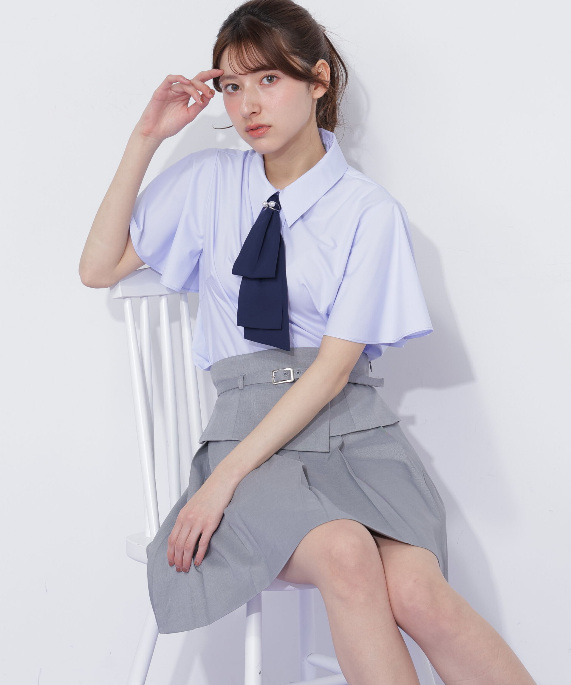  「配色ボウタイブラウス」|シャツ・ブラウス|