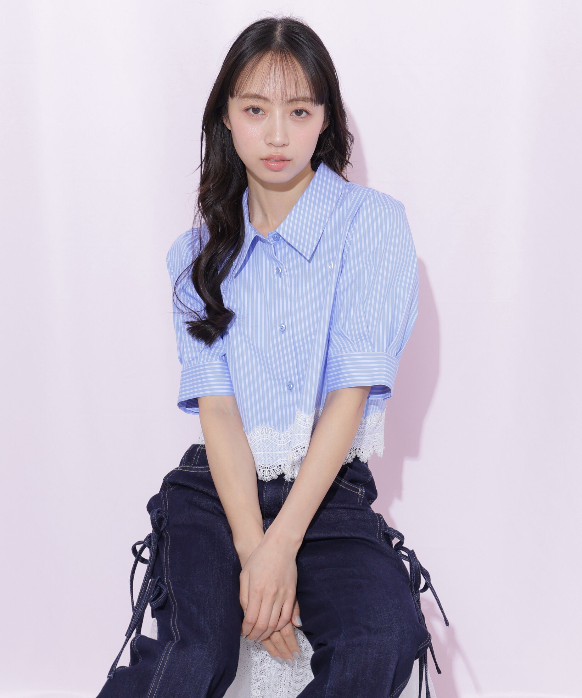  「ヘムレース五分袖ブラウス」|シャツ・ブラウス|ブルーストラ 1