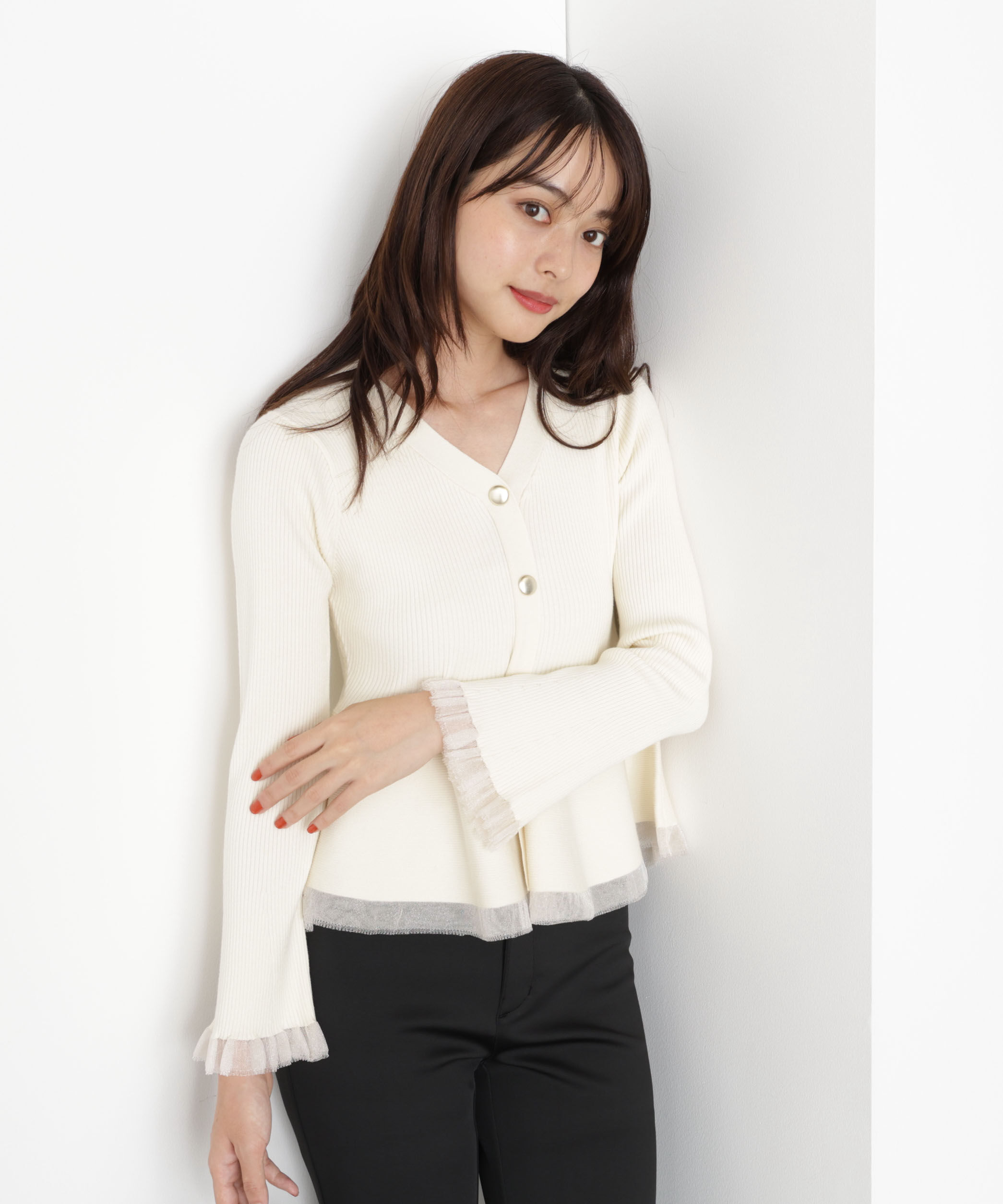 PROPORTION BODY DRESSING「シアー切り替えペプラムニット 25AW」|ニット・セーター|