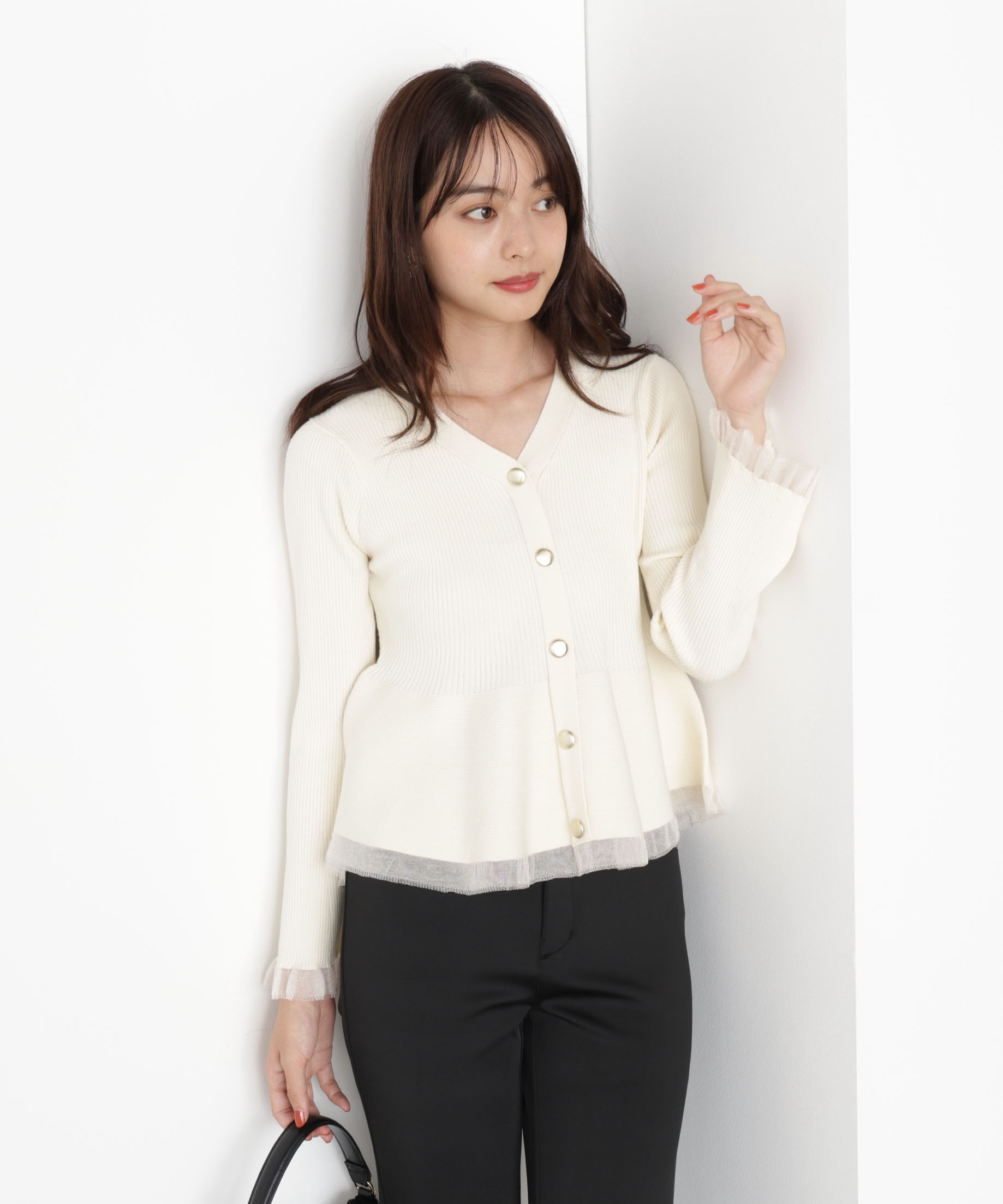 PROPORTION BODY DRESSING「シアー切り替えペプラムニット 25AW」|ニット・セーター|