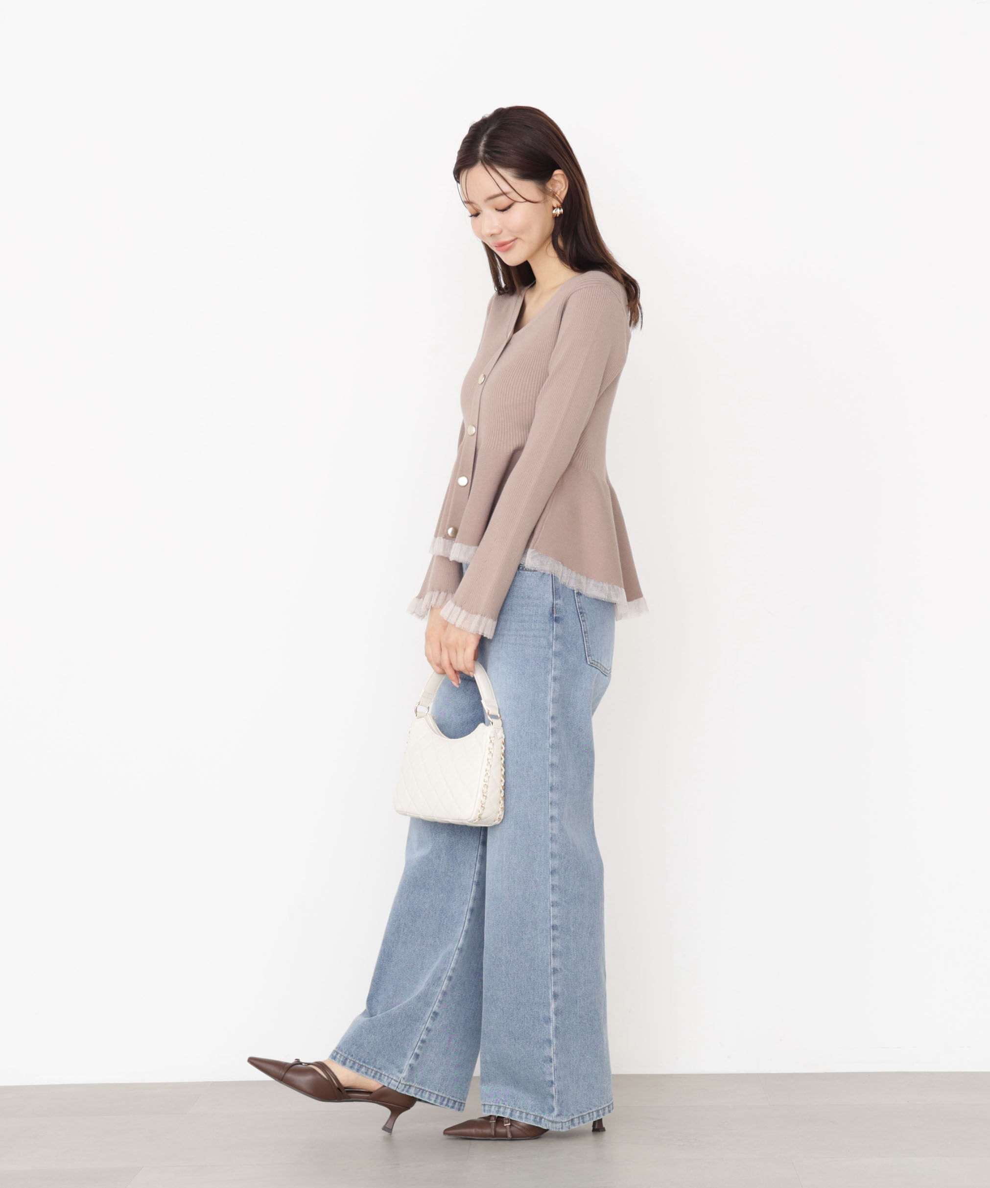 PROPORTION BODY DRESSING「シアー切り替えペプラムニット 25AW」|ニット・セーター|