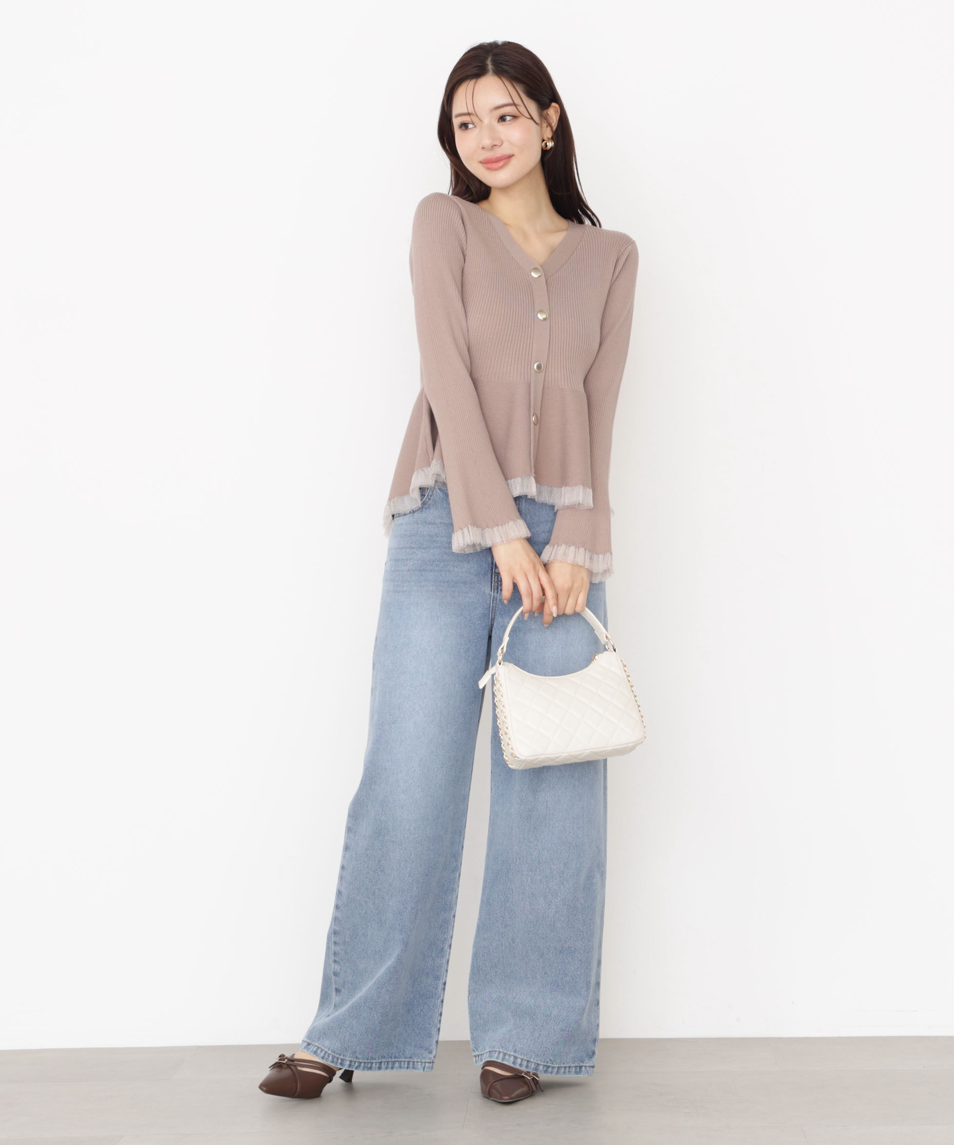 PROPORTION BODY DRESSING「シアー切り替えペプラムニット 25AW」|ニット・セーター|