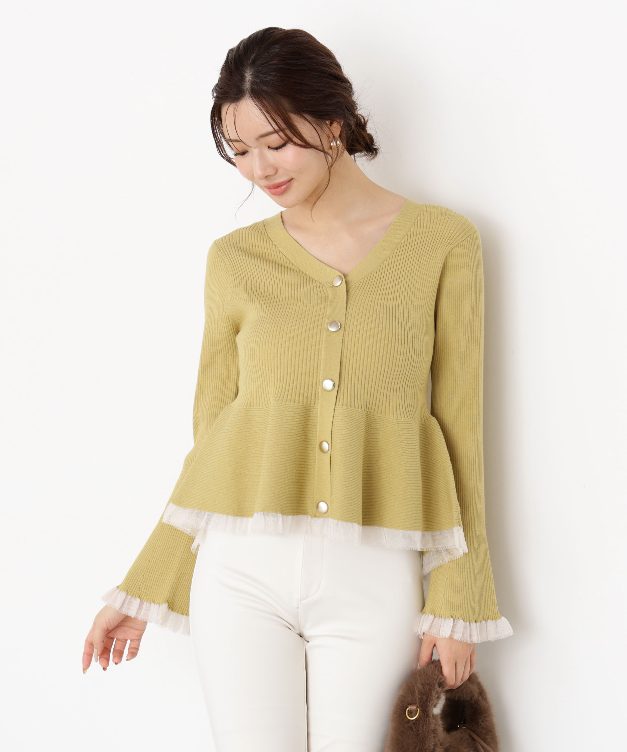 PROPORTION BODY DRESSING「シアー切り替えペプラムニット 25AW」|ニット・セーター|