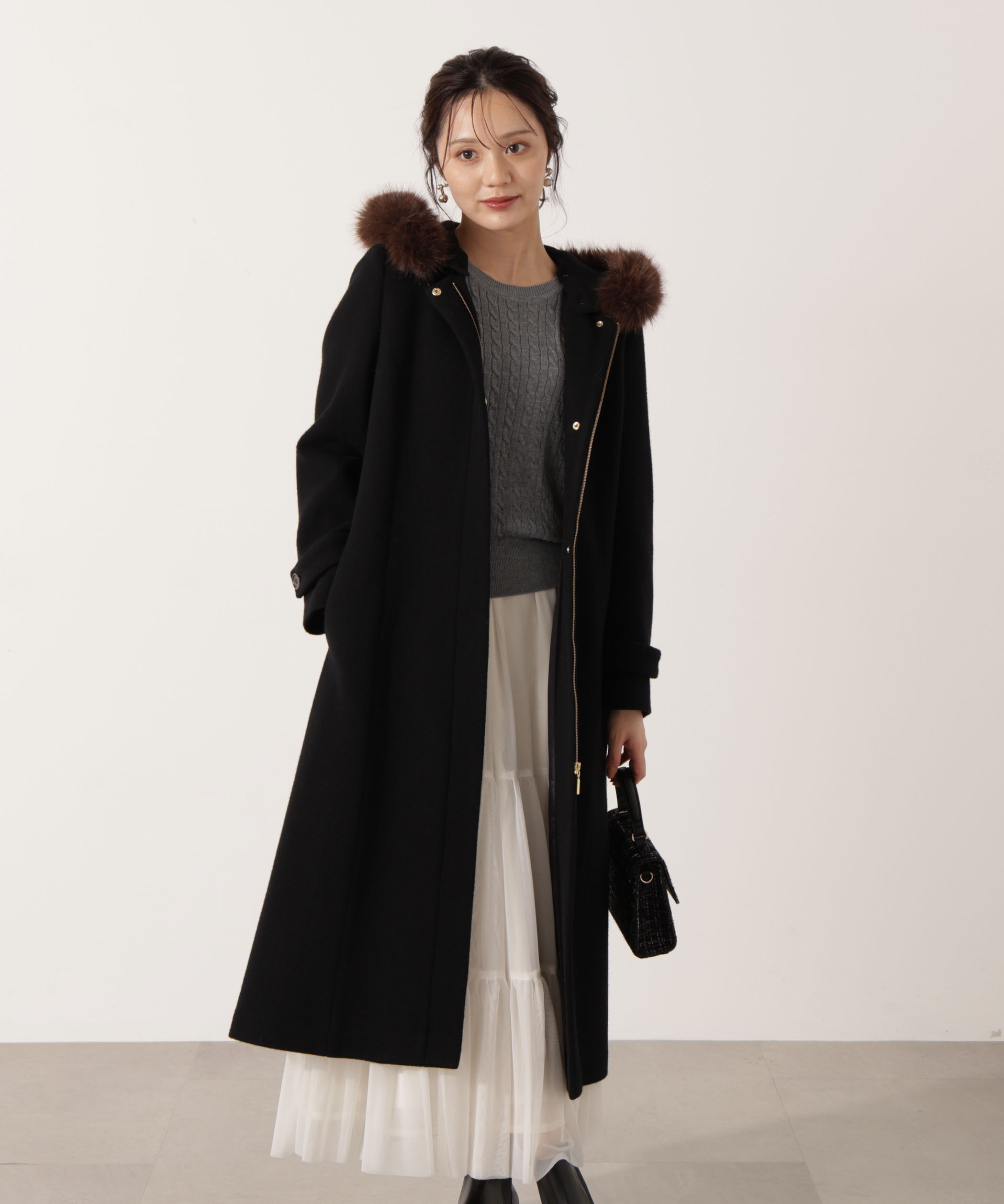 PROPORTION BODY DRESSING「モッサフードフェイクファーロングコート 25AW」|その他|