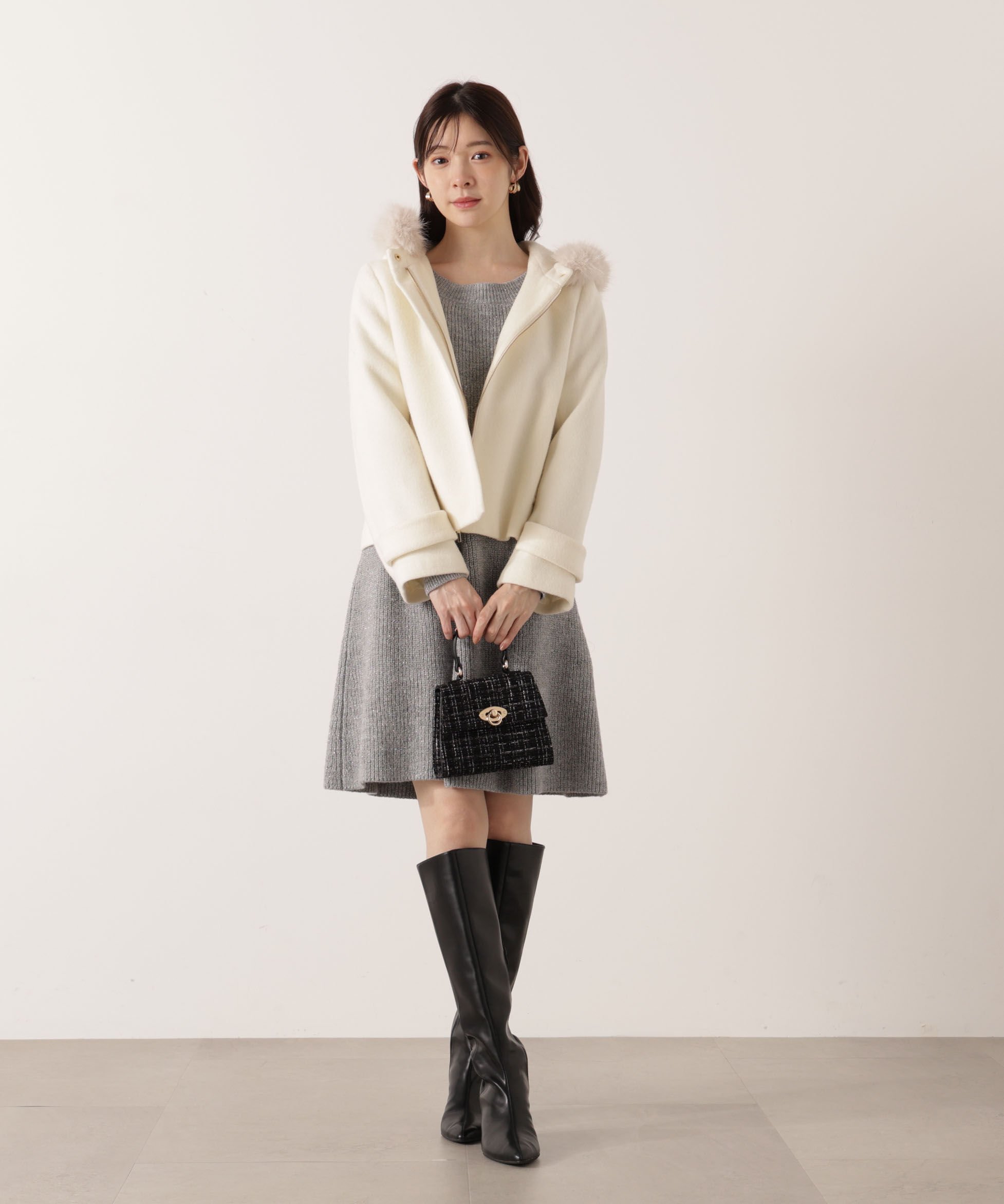 PROPORTION BODY DRESSING「モッサフードフェイクファーショートコート 25AW」|ブルゾン・スタジャン|