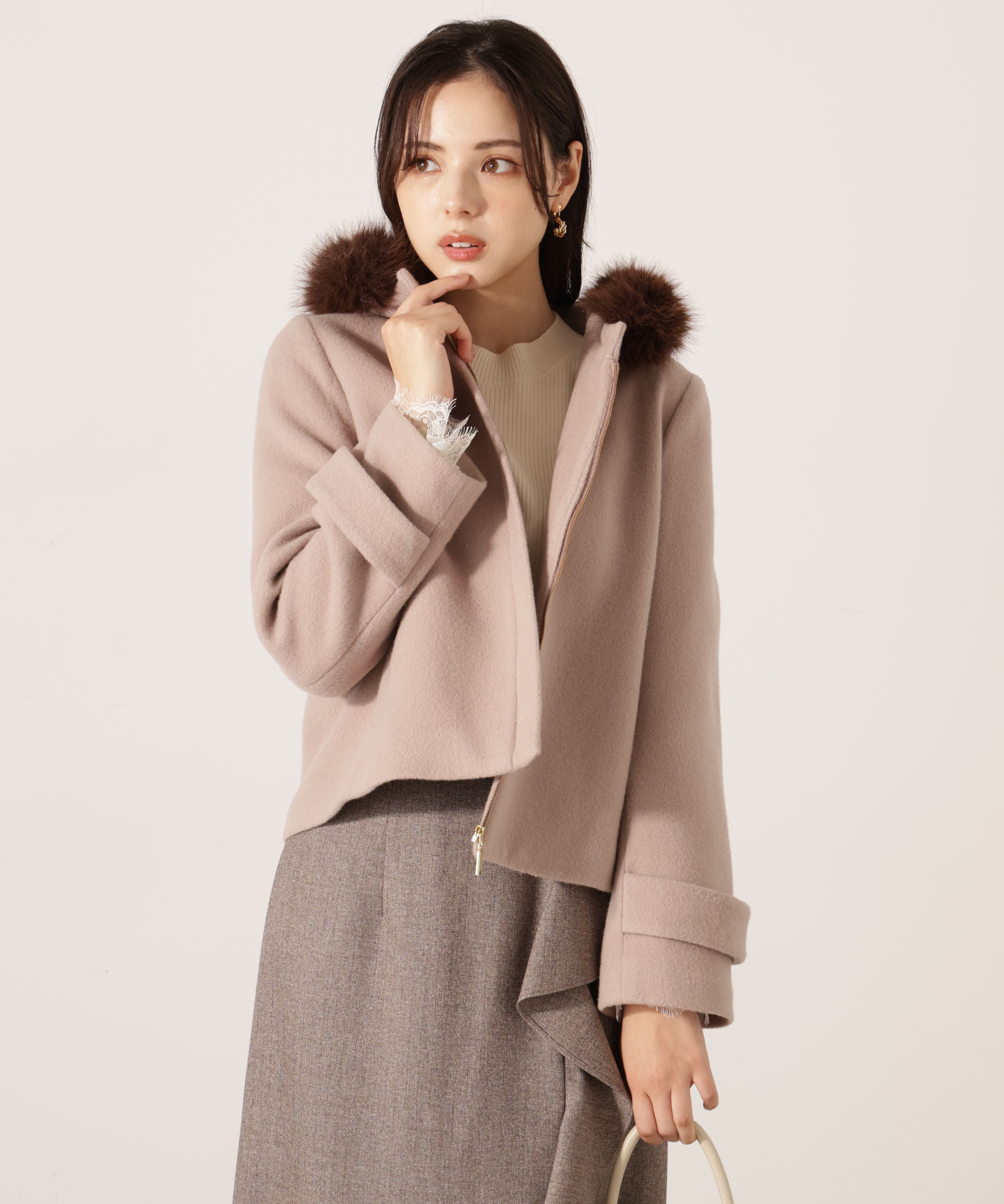 PROPORTION BODY DRESSING「モッサフードフェイクファーショートコート 25AW」|ブルゾン・スタジャン|