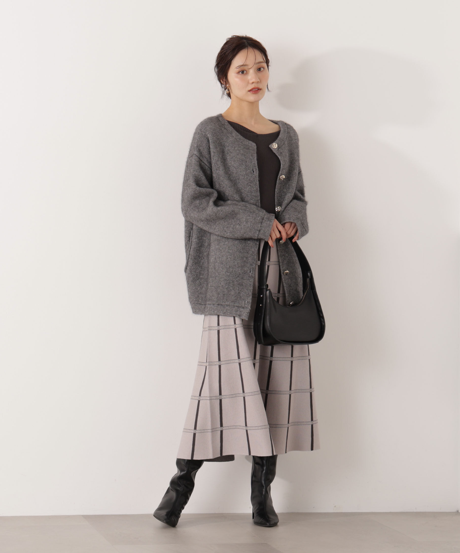 PROPORTION BODY DRESSING「チェック柄ジャガードニットワンピース 25AW」|ワンピース|
