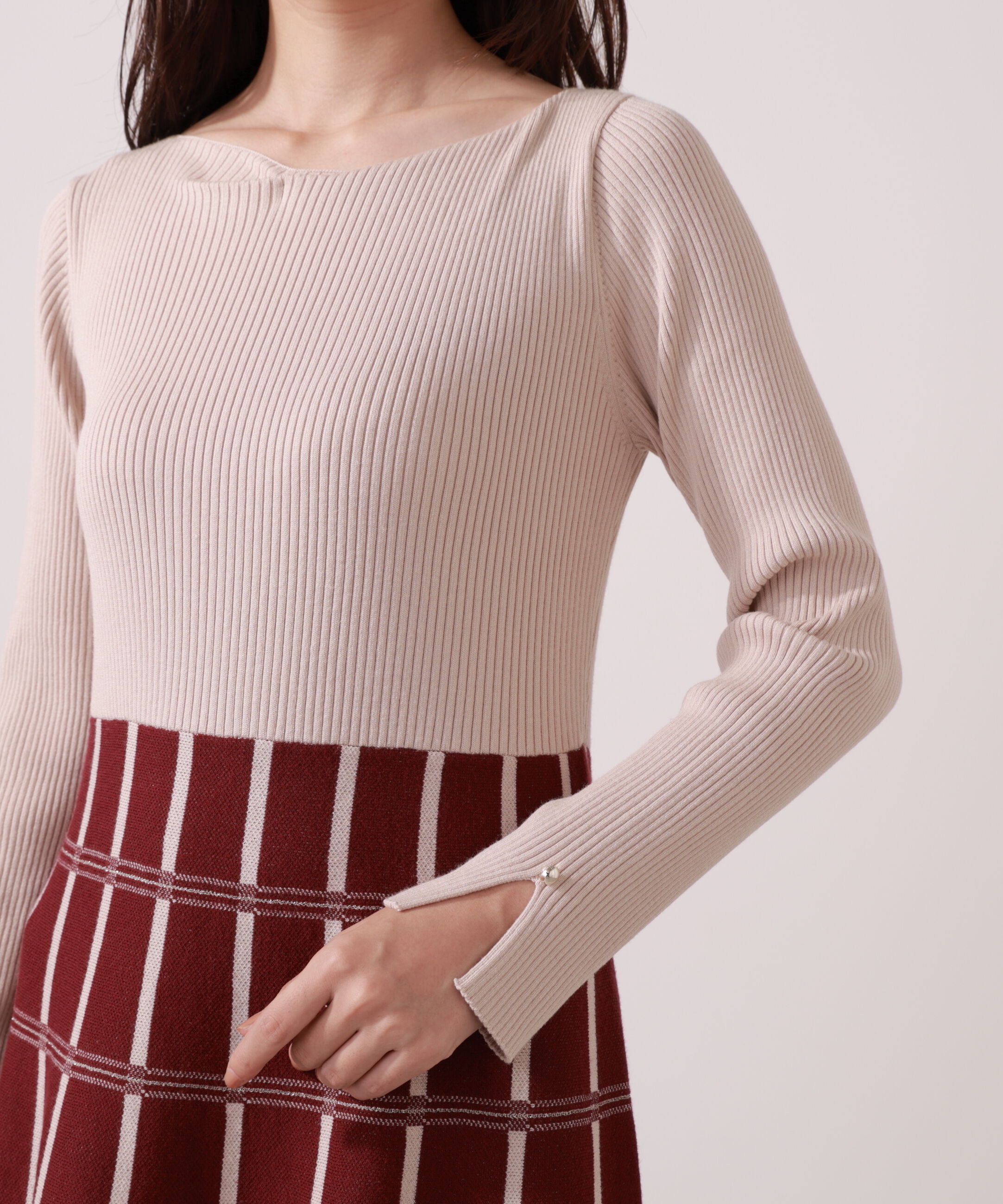 PROPORTION BODY DRESSING「チェック柄ジャガードニットワンピース 25AW」|ワンピース|