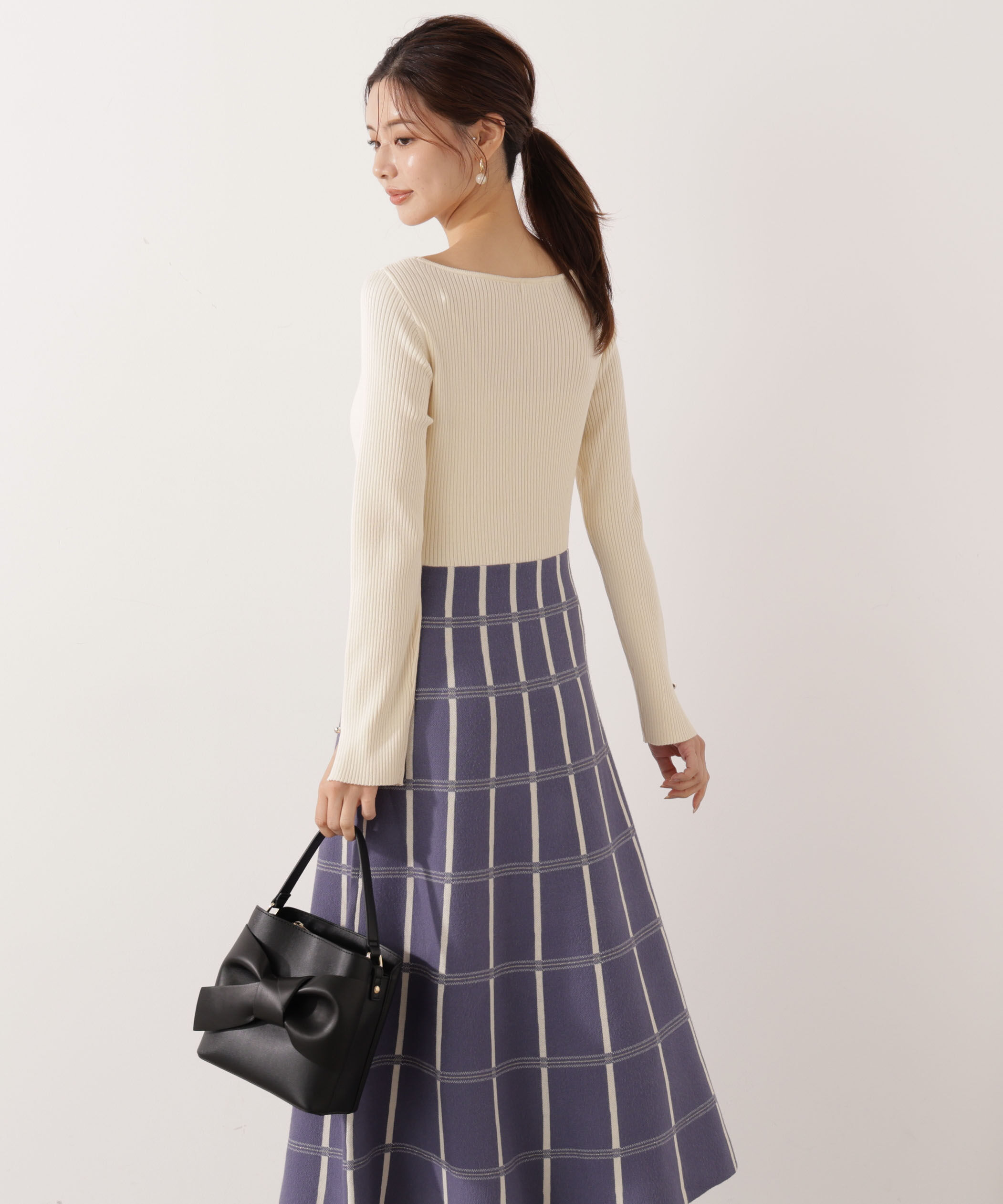 PROPORTION BODY DRESSING「チェック柄ジャガードニットワンピース 25AW」|ワンピース|