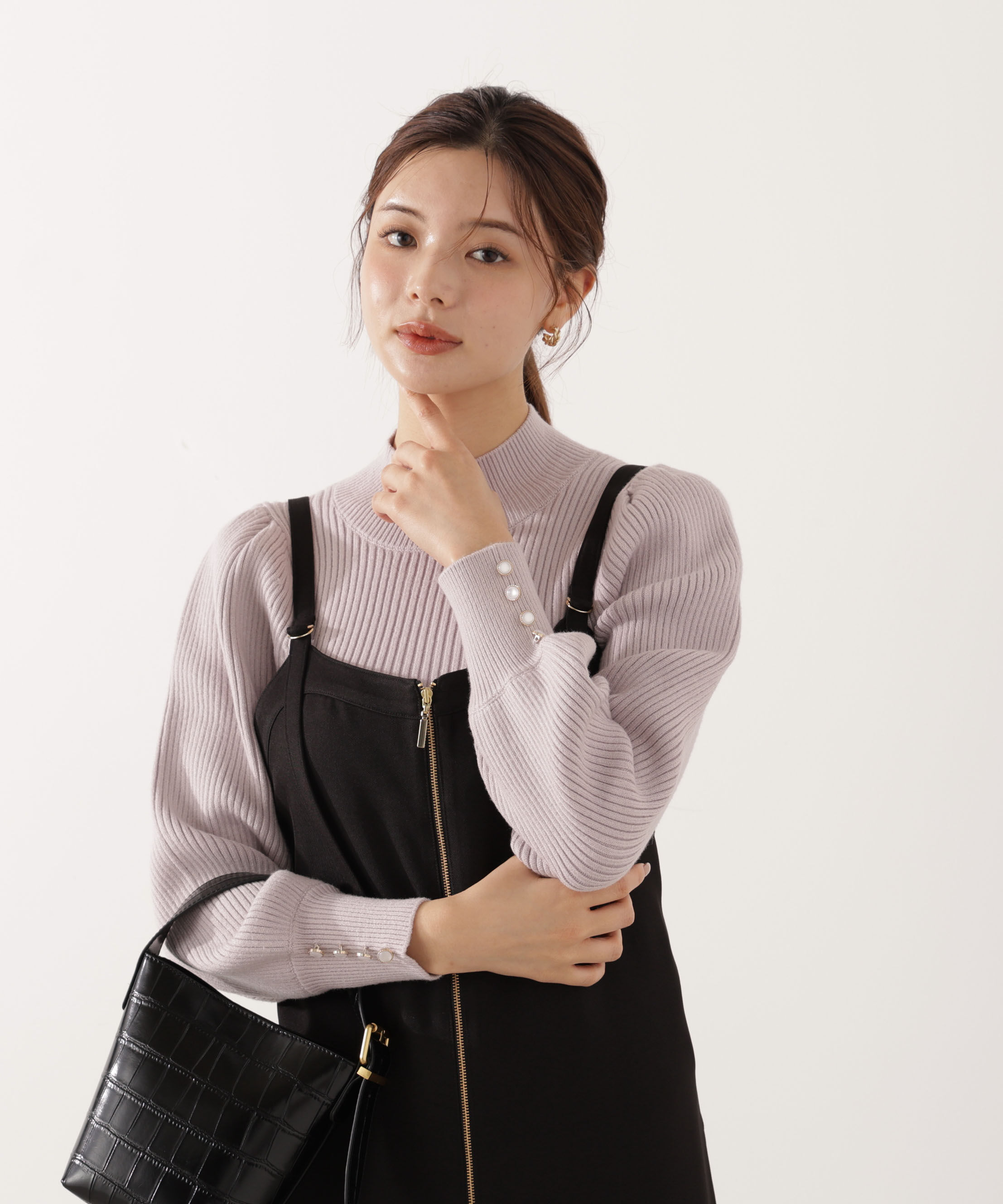 PROPORTION BODY DRESSING「＜ハンドウォッシャブル＞ハイネックボリュームスリーブニット 25AW」|ニット・セーター|