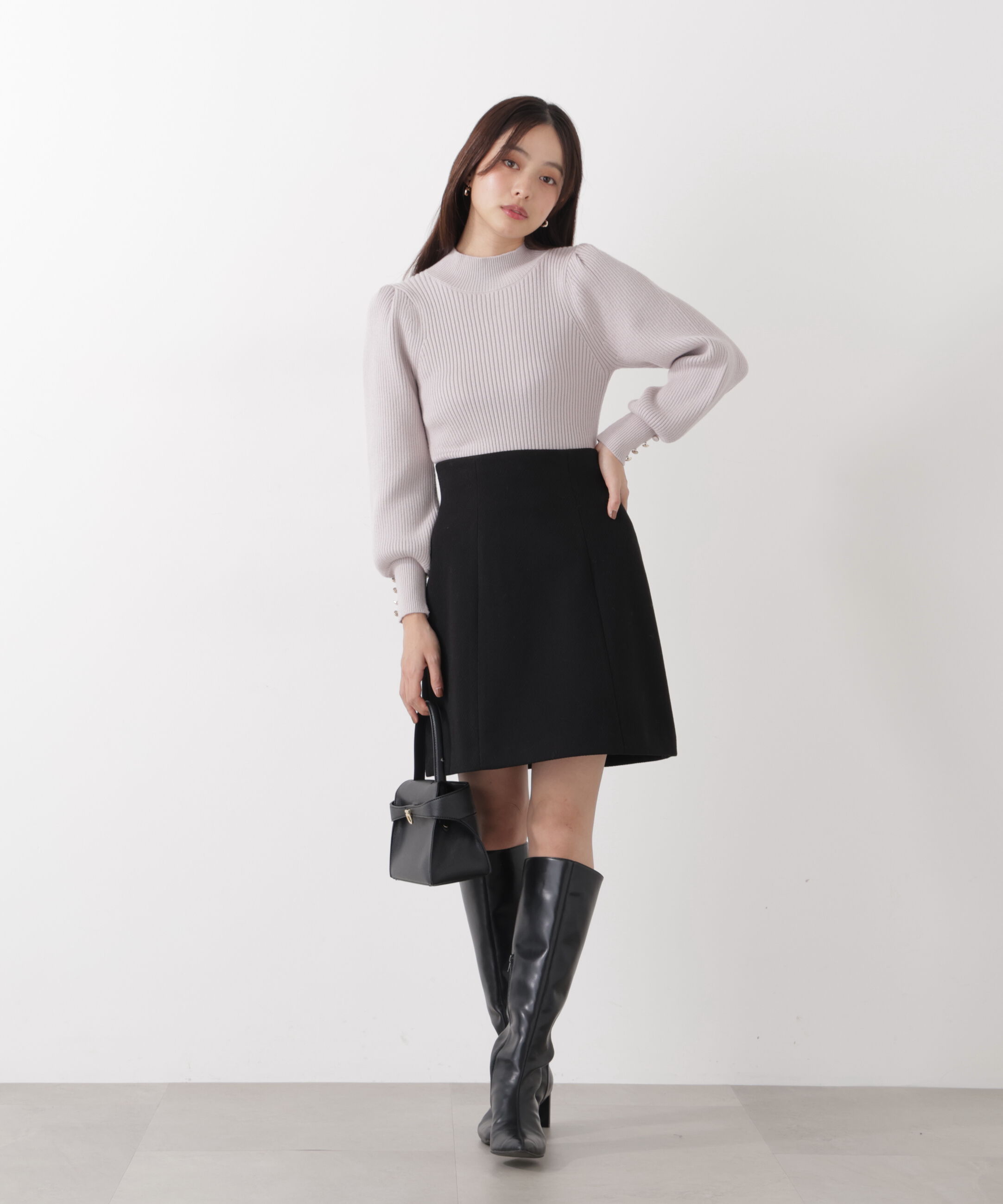 PROPORTION BODY DRESSING「＜ハンドウォッシャブル＞ハイネックボリュームスリーブニット 25AW」|ニット・セーター|