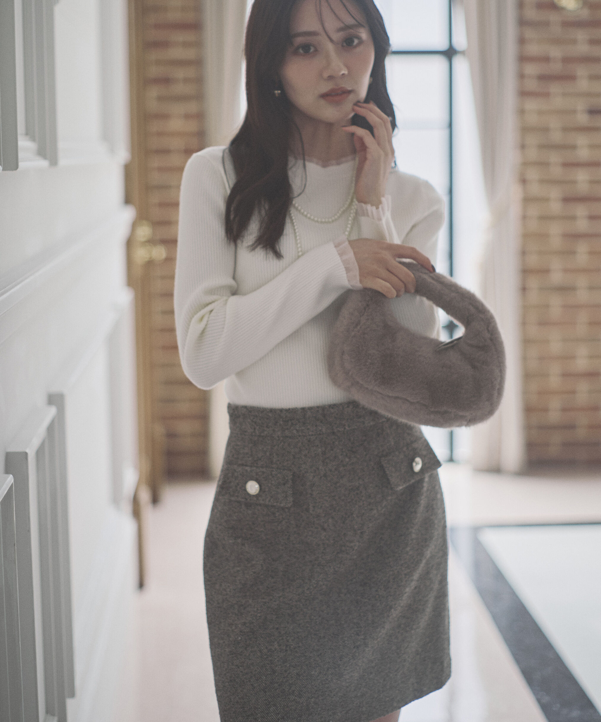 PROPORTION BODY DRESSING「部分シアーリブニット 25AW 」|ニット・セーター|エクリュ1